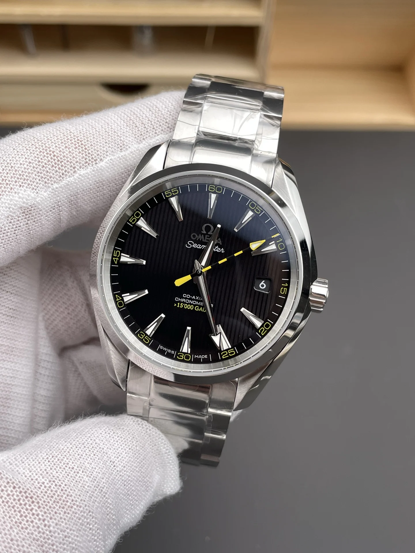 Omega Seamaster Aqua Terra 41mm — photographed off the sweep