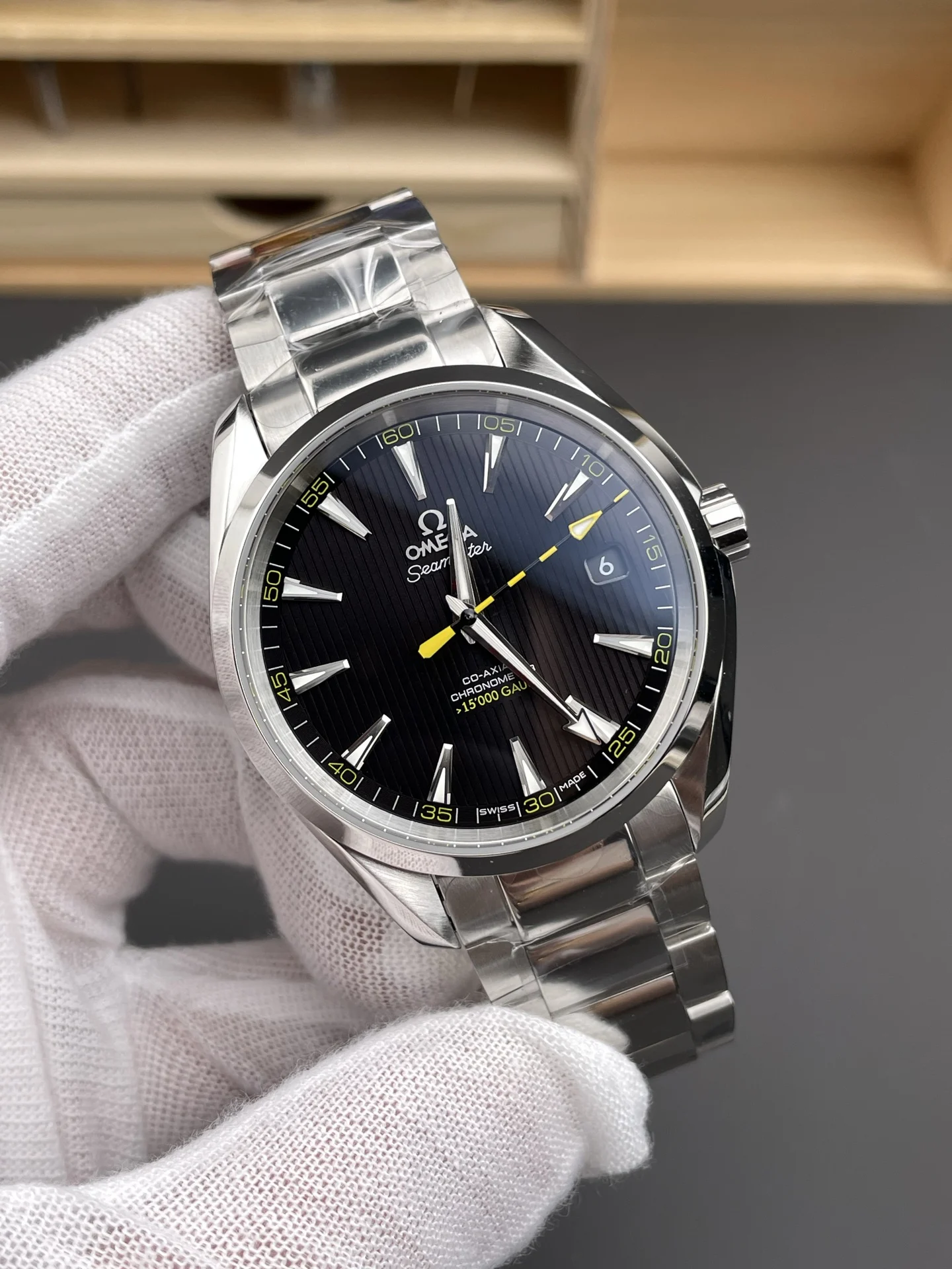 Omega Seamaster Aqua Terra 41mm — photographed off the sweep