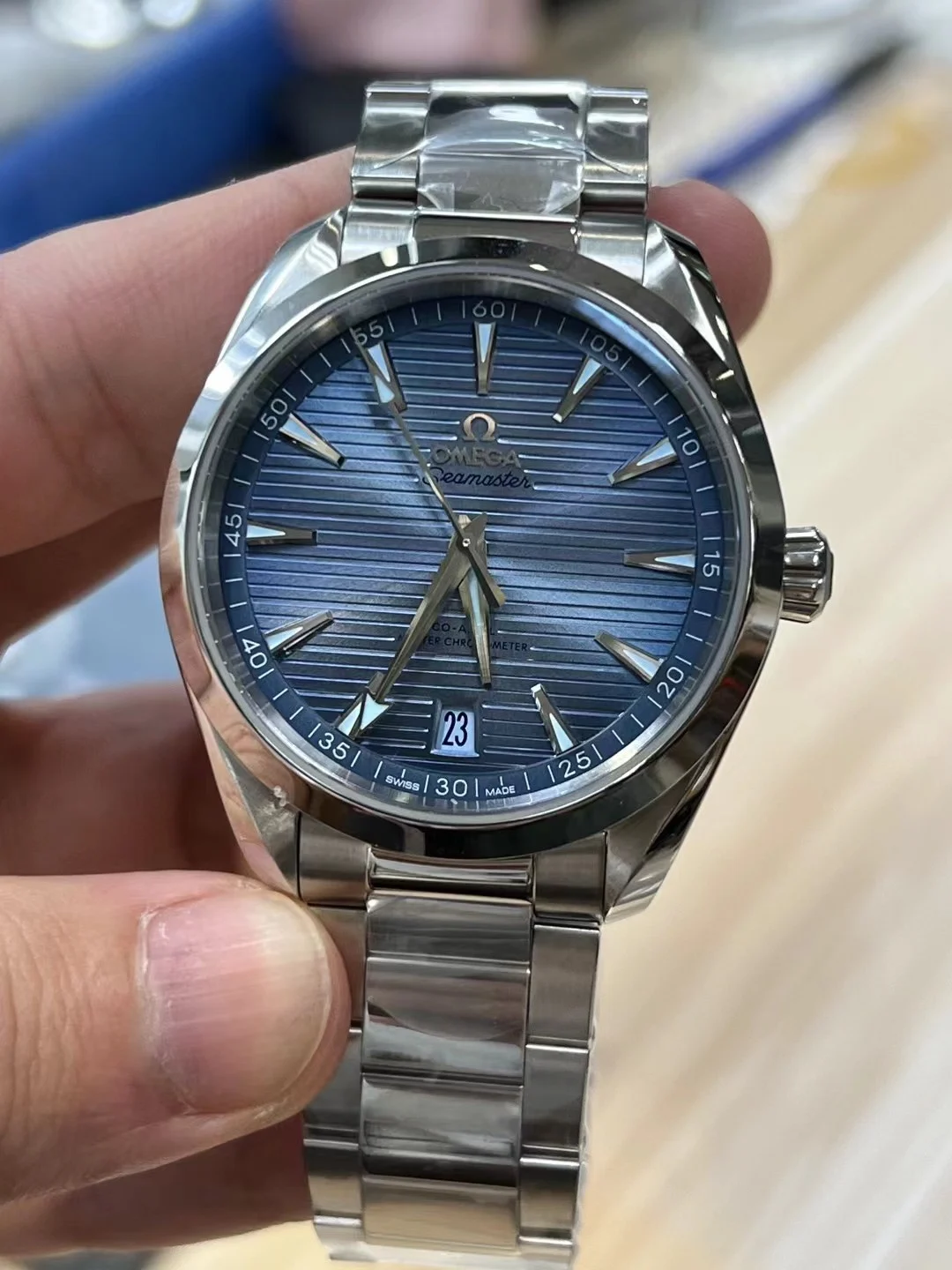 Omega Seamaster Aqua Terra — photographed off the sweep