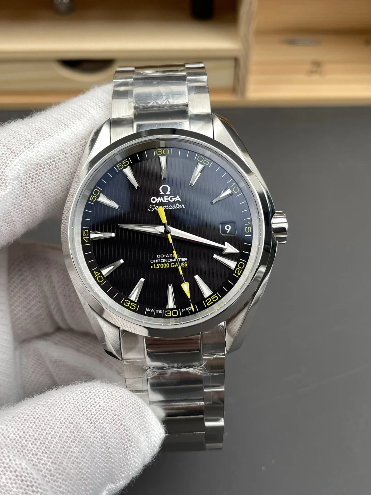 Omega Seamaster Aqua Terra 50mm — photographed off the sweep