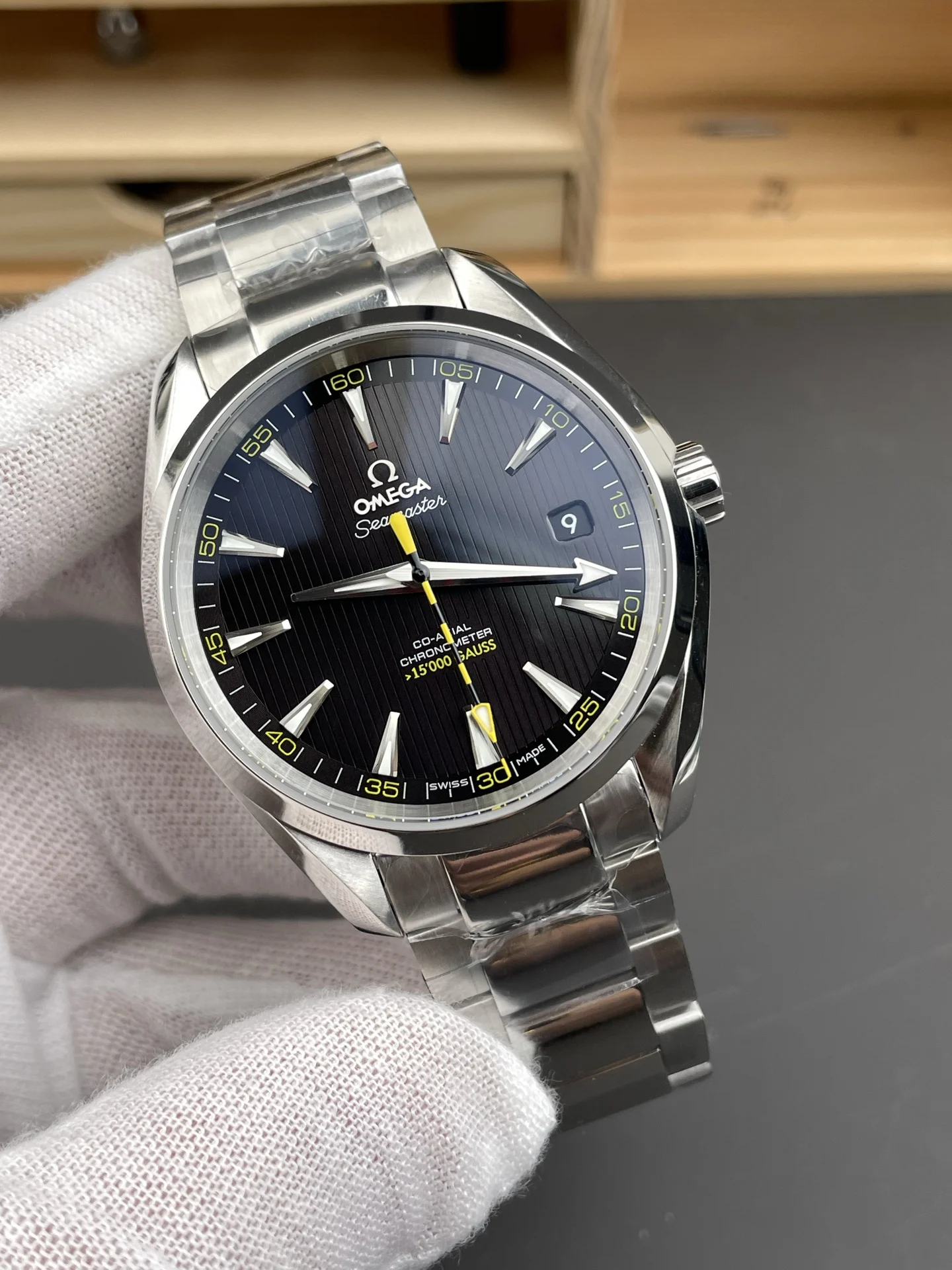 Omega Seamaster Aqua Terra 50mm — photographed off the sweep
