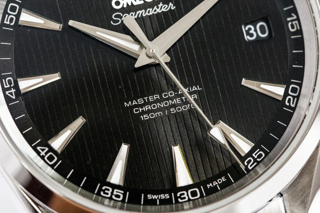 Omega Seamaster Aqua Terra Black Dial 41.5mm — photographed off the sweep