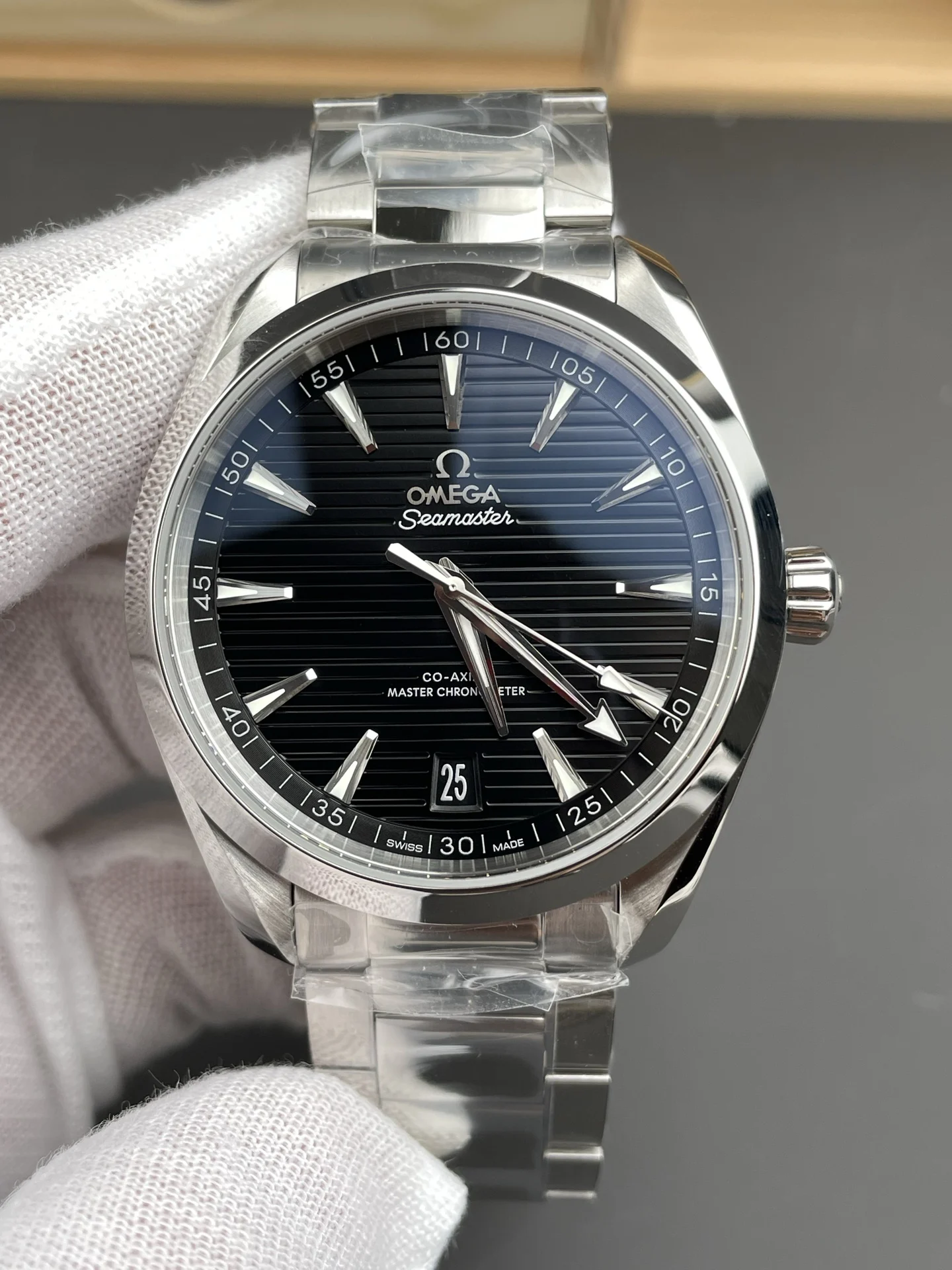 Omega Seamaster Aqua Terra Black Dial 41mm — photographed off the sweep