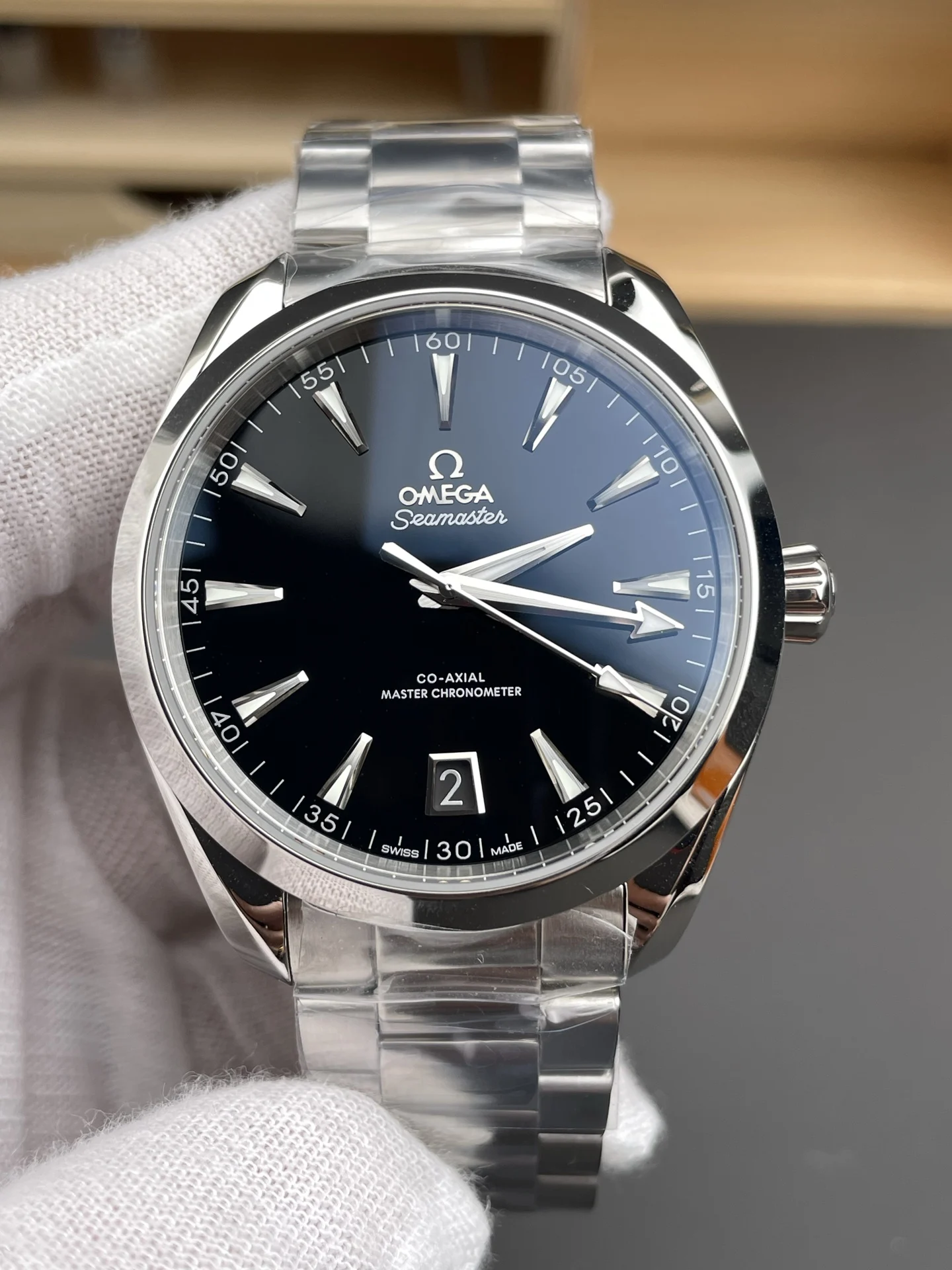 Omega Seamaster Aqua Terra Black Dial 41mm — photographed off the sweep