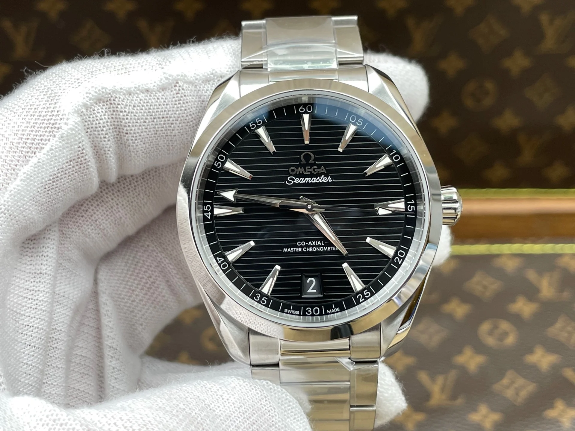 Omega Seamaster Aqua Terra Black Dial — photographed off the sweep