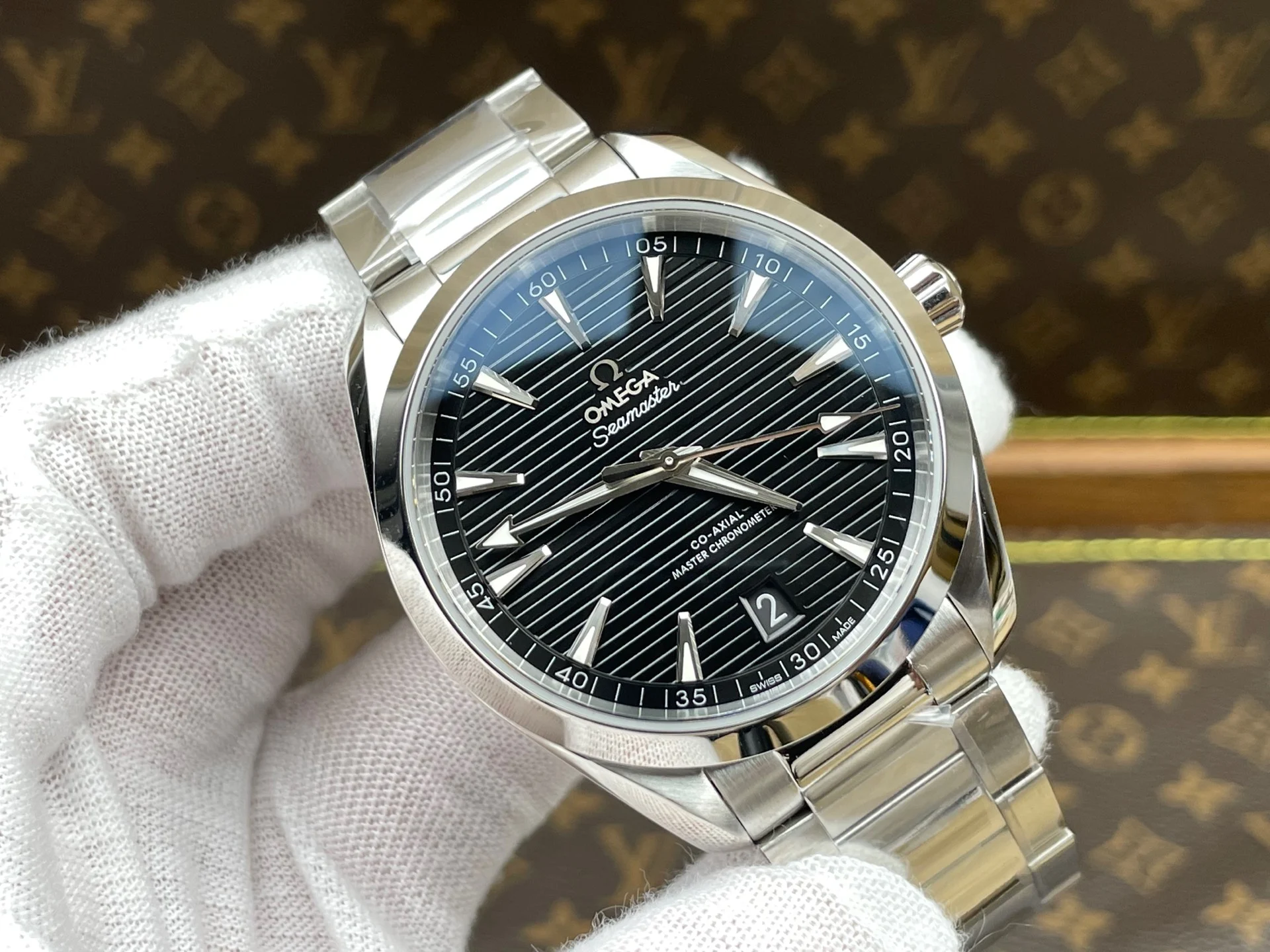 Omega Seamaster Aqua Terra Black Dial — photographed off the sweep