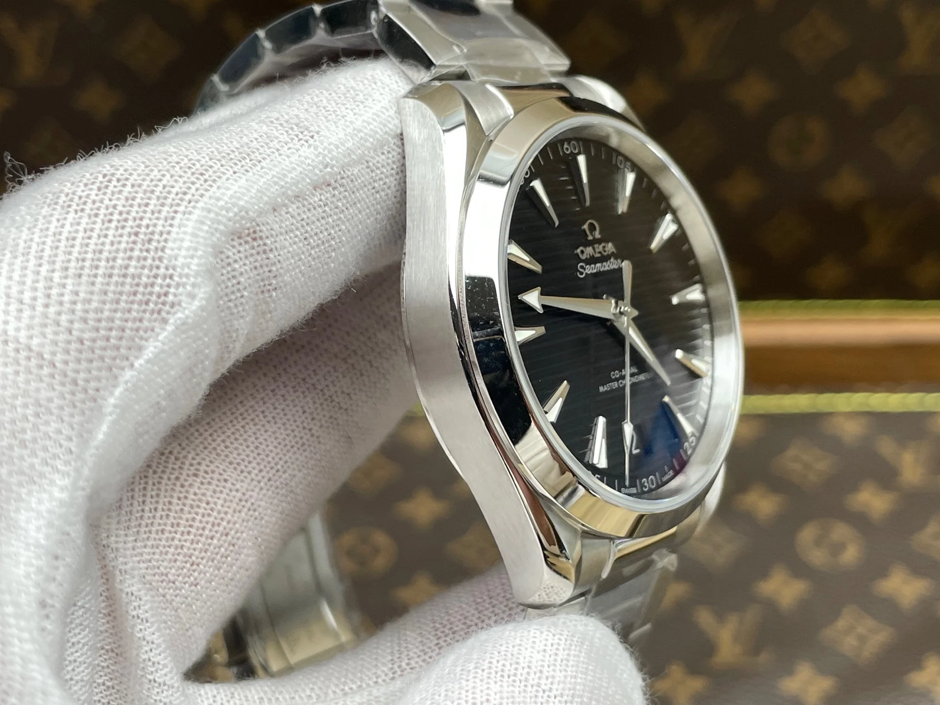 Omega Seamaster Aqua Terra Black Dial — photographed off the sweep