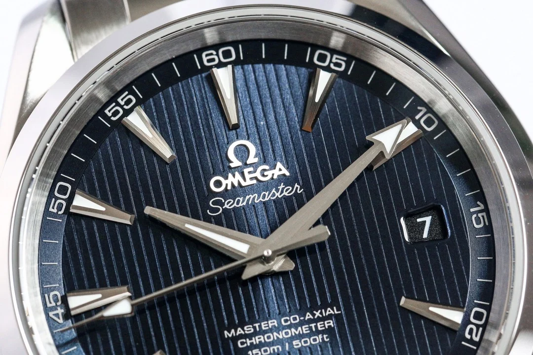 Omega Seamaster Aqua Terra Blue Dial 41.5mm — photographed off the sweep