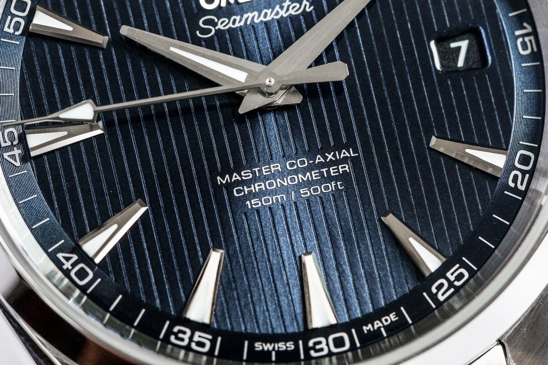 Omega Seamaster Aqua Terra Blue Dial 41.5mm — photographed off the sweep