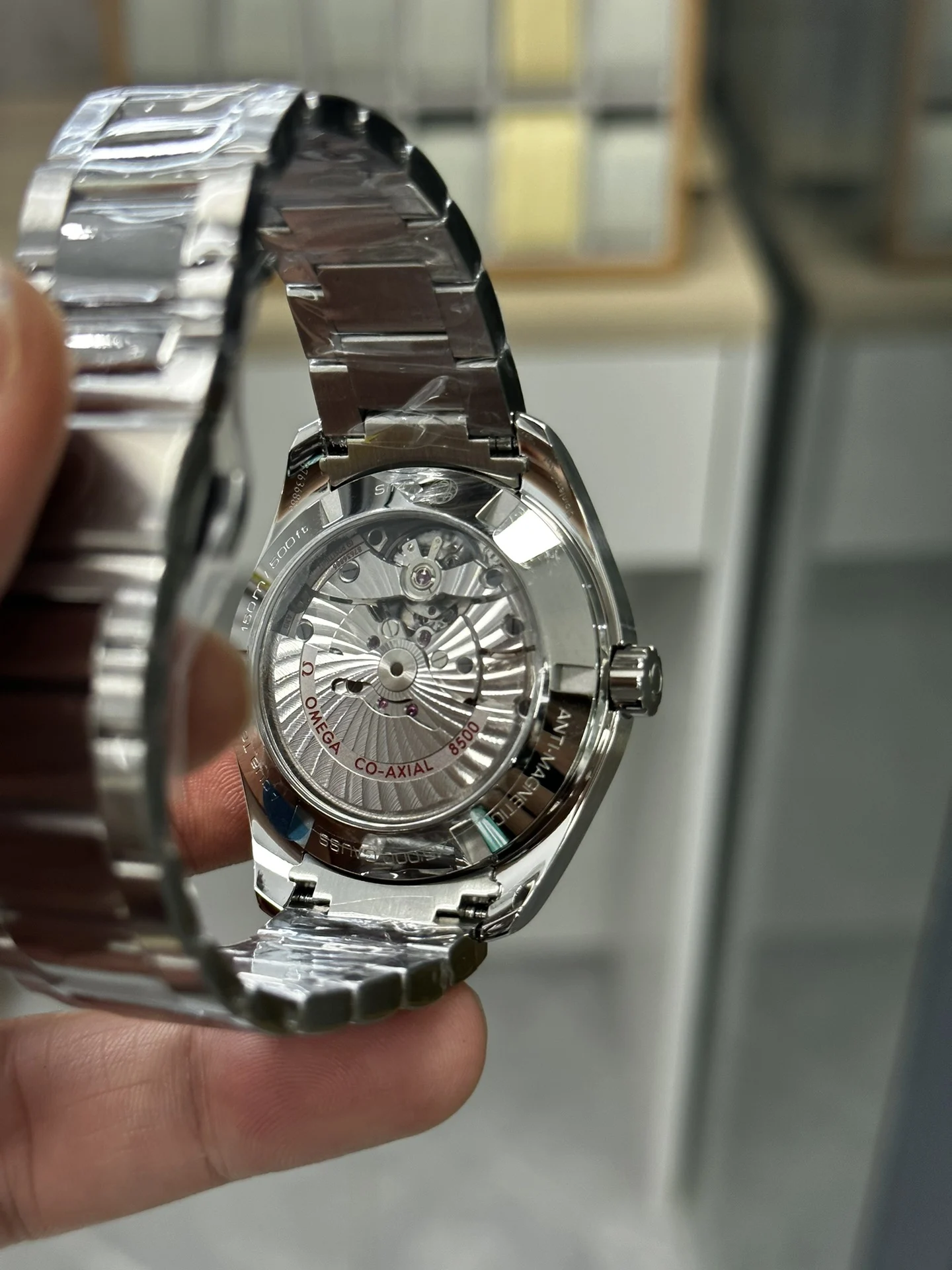 Omega Seamaster Aqua Terra Blue Dial — photographed off the sweep