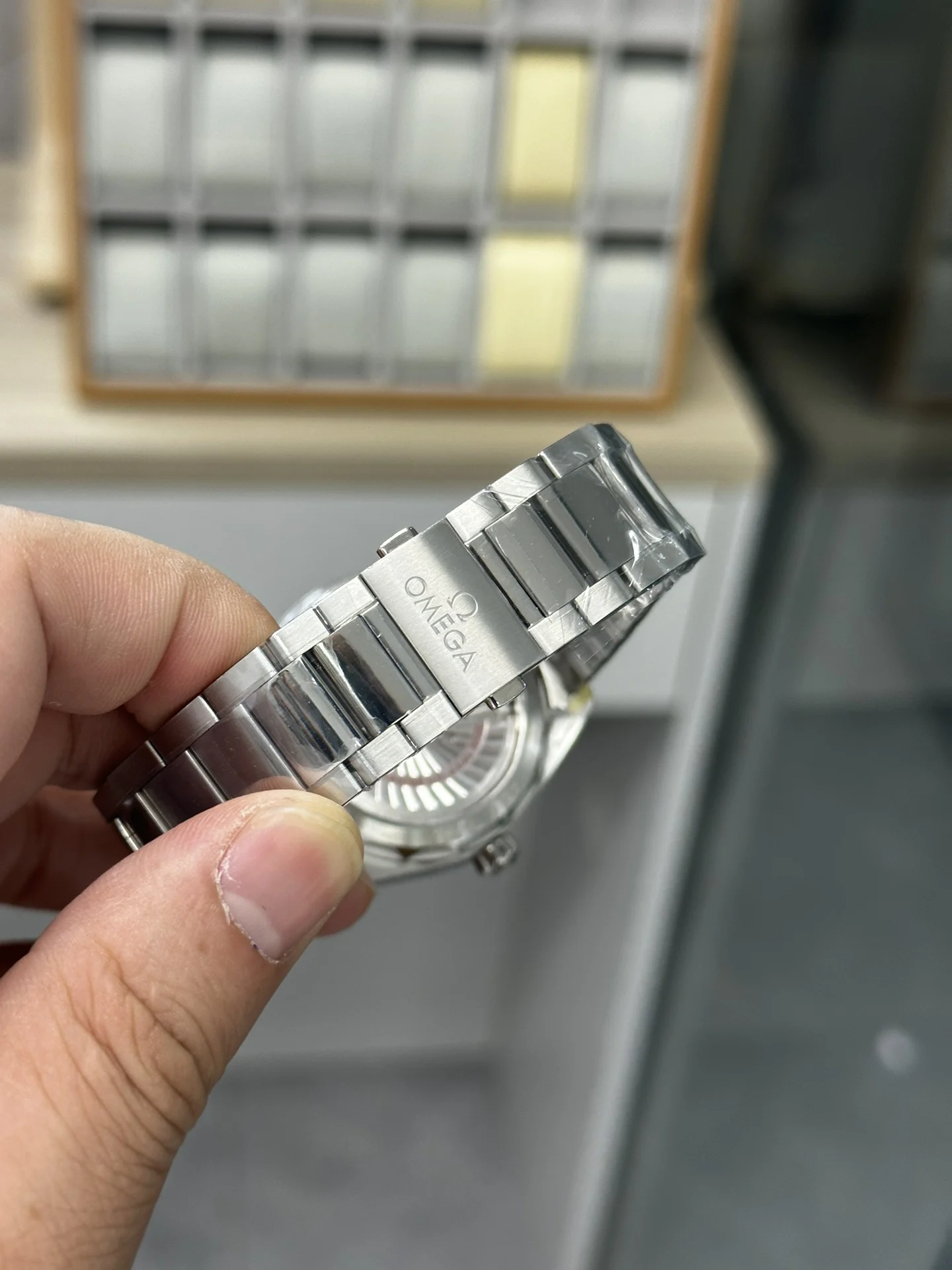 Omega Seamaster Aqua Terra Blue Dial — photographed off the sweep
