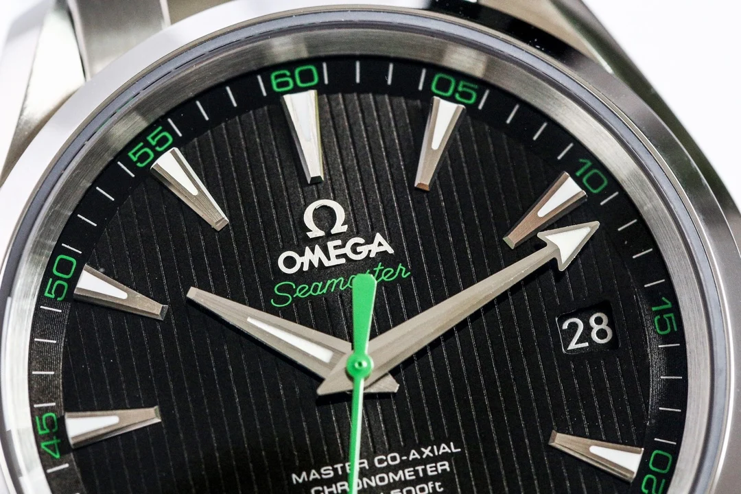 Omega Seamaster Aqua Terra Green Dial 41.5mm — photographed off the sweep