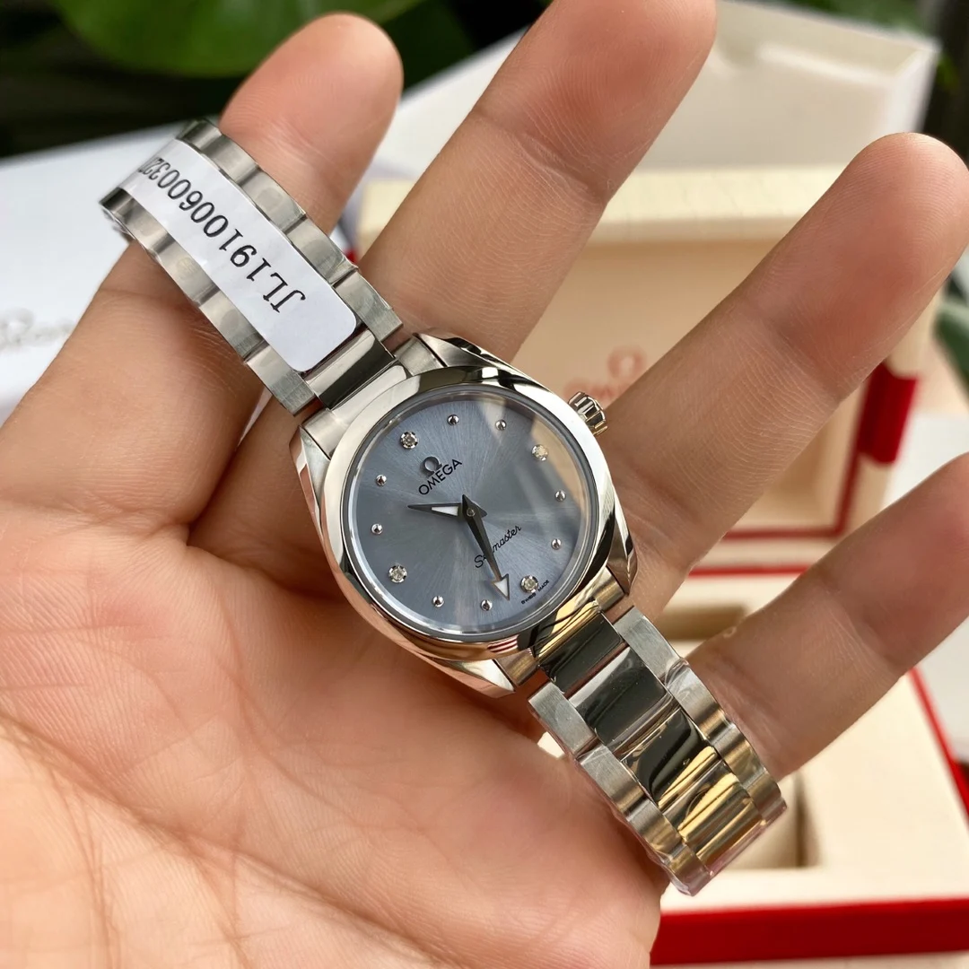 Omega Seamaster Aqua Terra Steel Blue Dial — photographed off the sweep