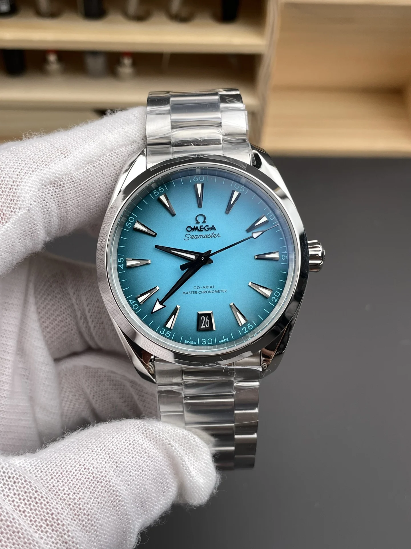Omega Seamaster Aqua Terra Turquoise Dial 41mm — photographed off the sweep