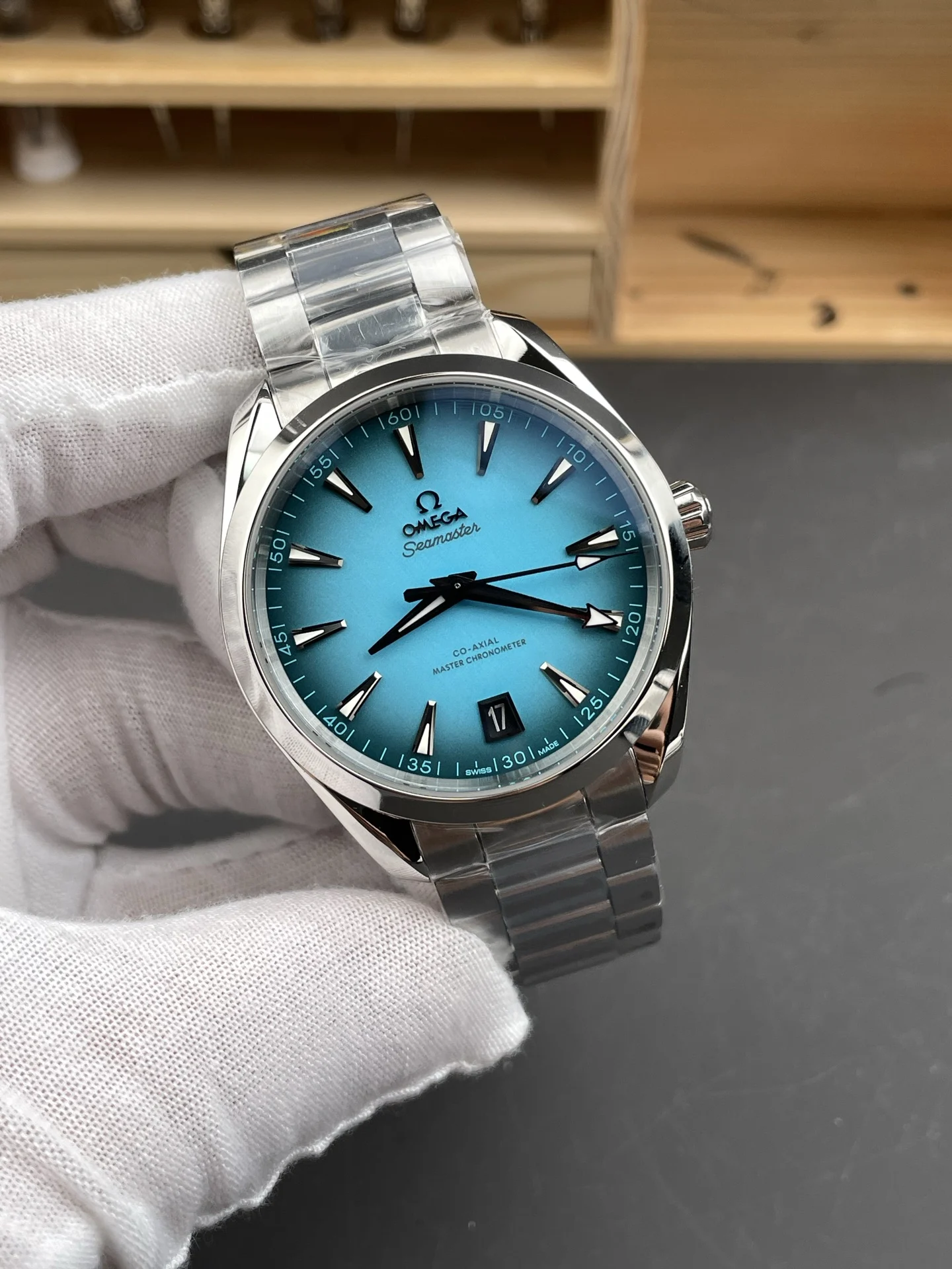 Omega Seamaster Aqua Terra Turquoise Dial 41mm — photographed off the sweep