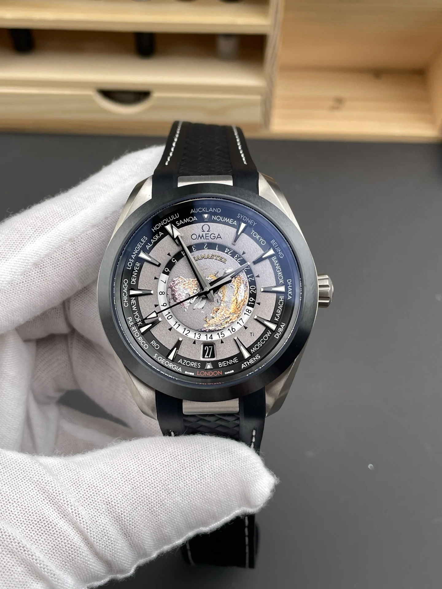 Omega Seamaster Aqua Terra World Time Titanium Black Dial 43mm