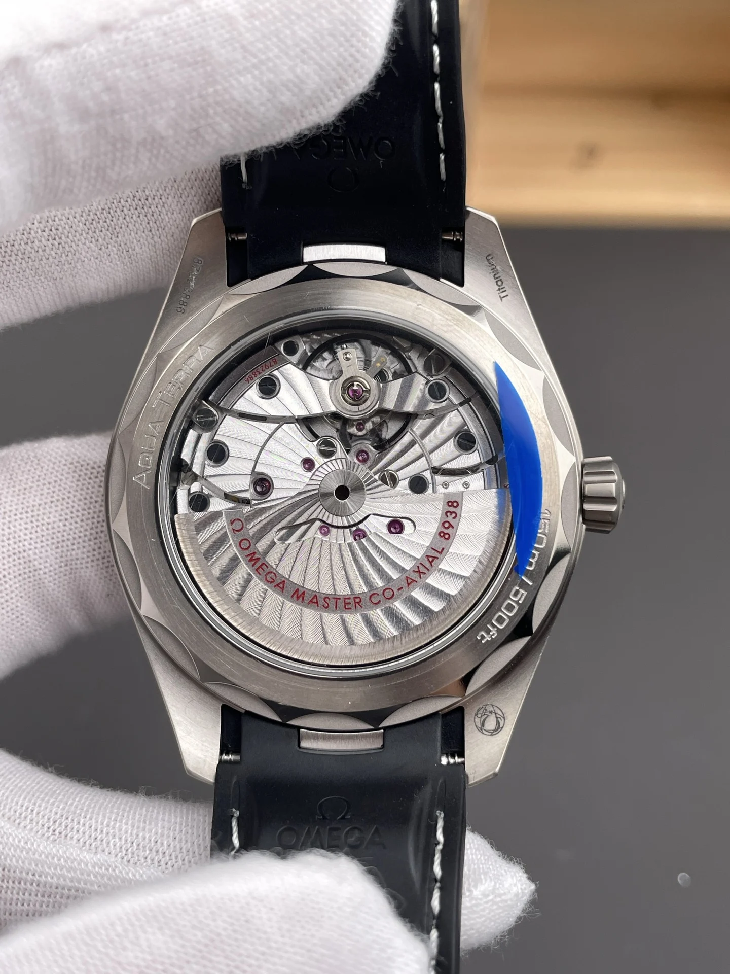 Omega Seamaster Aqua Terra World Time Titanium Black Dial 43mm — photographed off the sweep