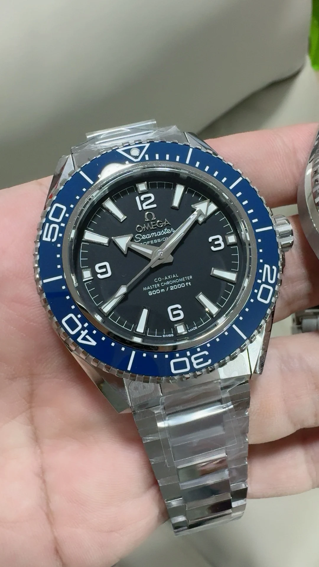 Omega Seamaster Blue Dial — photographed off the sweep