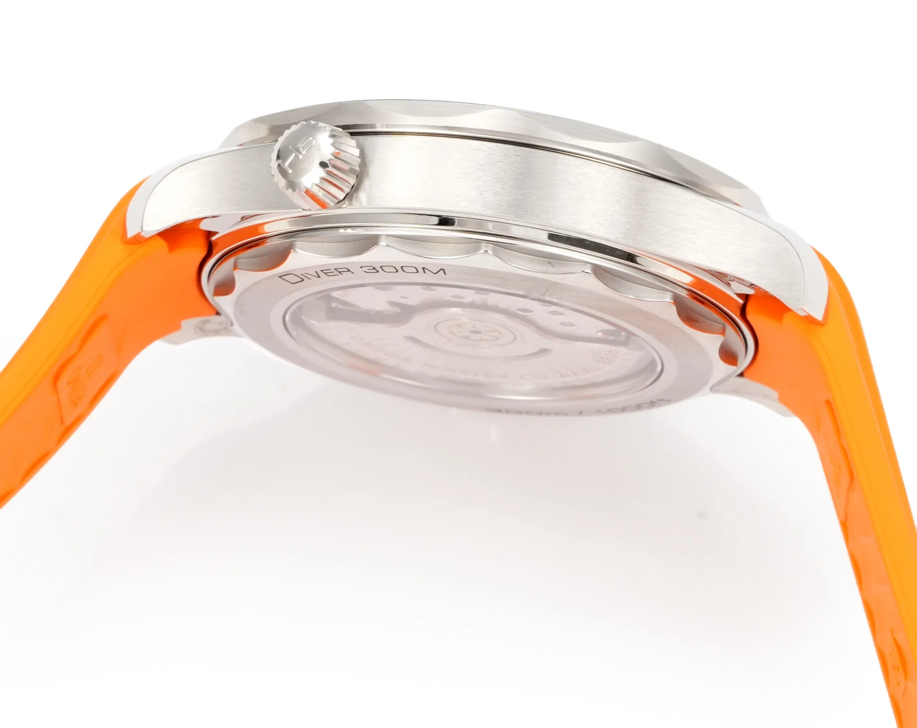 Omega Seamaster Ceramic Orange Dial — detail