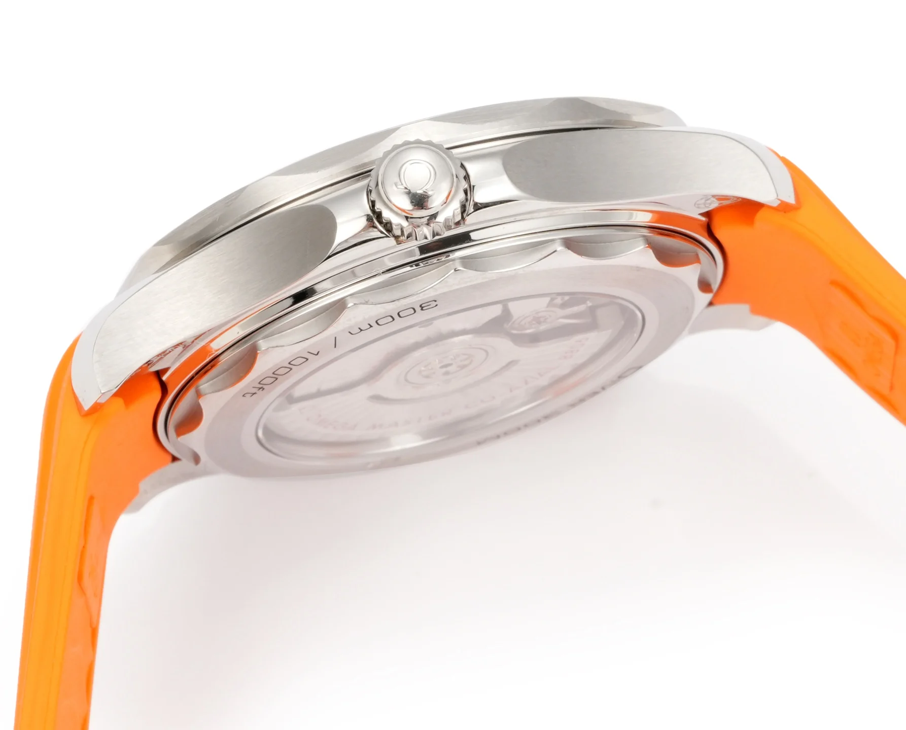 Omega Seamaster Ceramic Orange Dial — detail