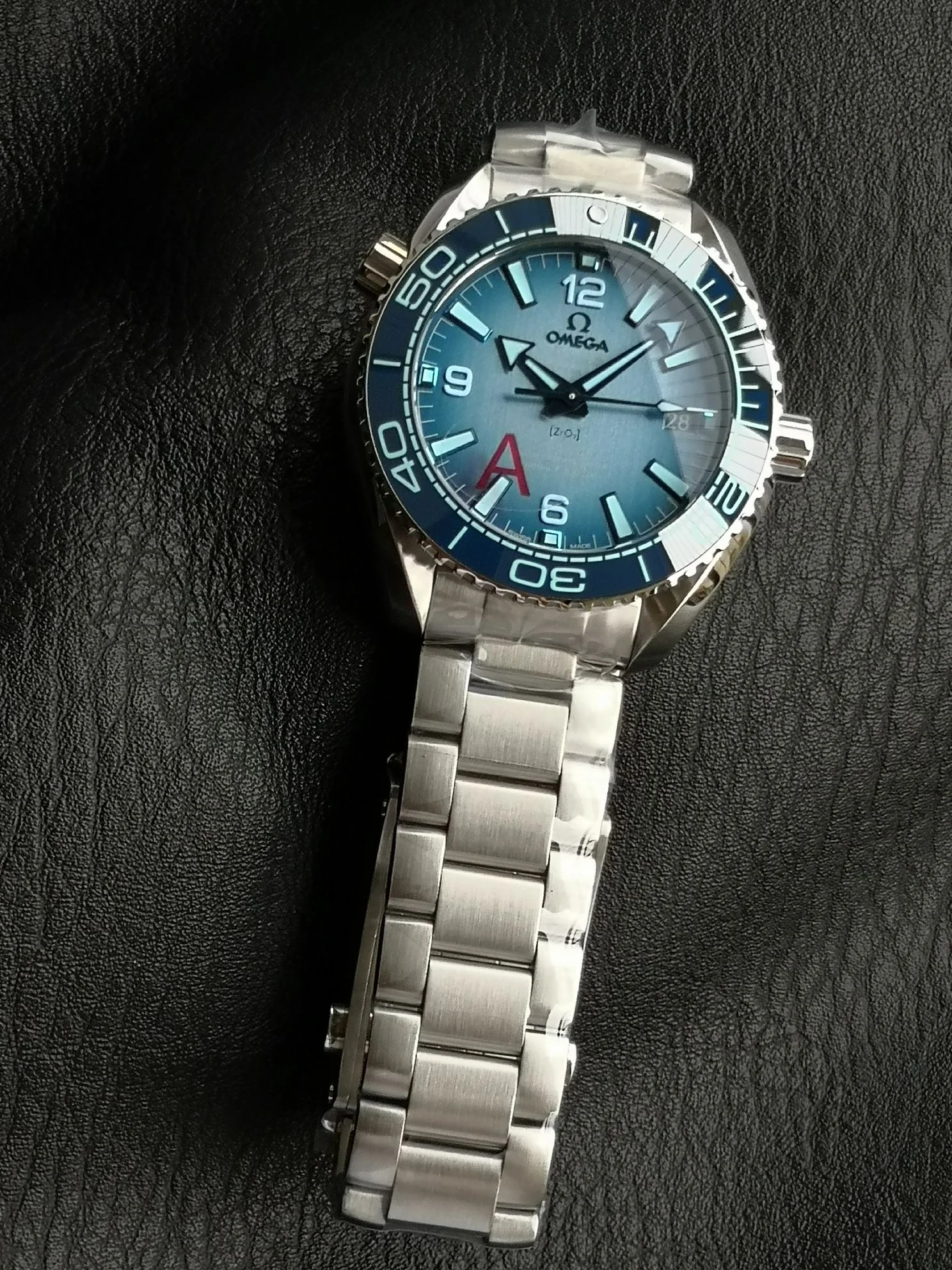 Omega Seamaster Ice Blue — photographed off the sweep
