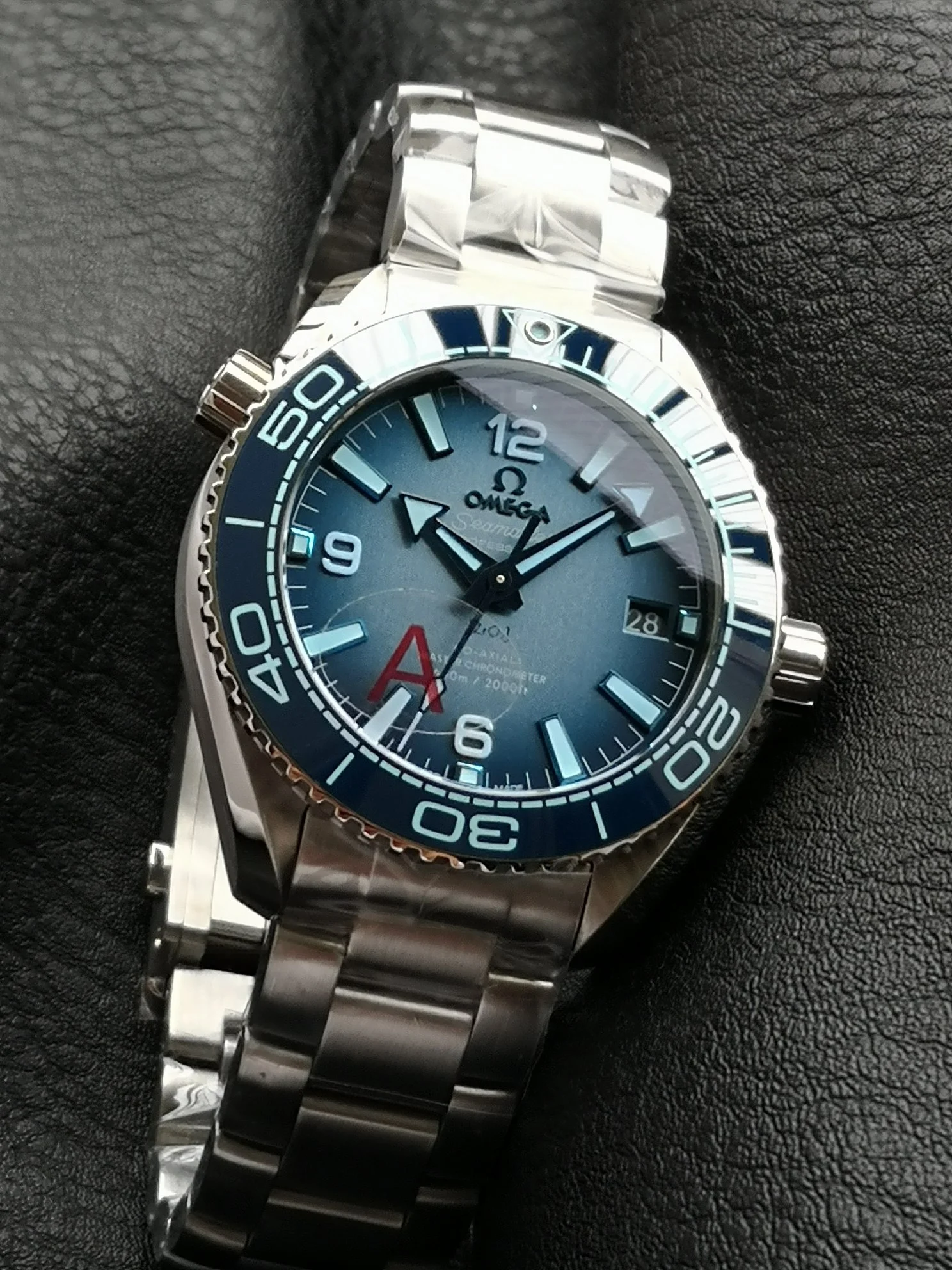 Omega Seamaster Ice Blue — photographed off the sweep