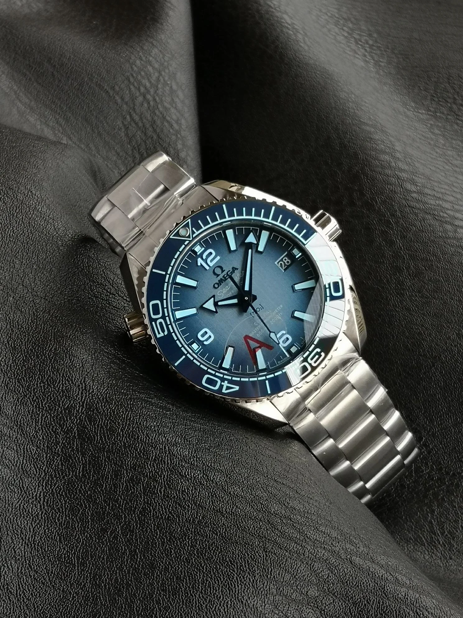 Omega Seamaster Ice Blue — photographed off the sweep