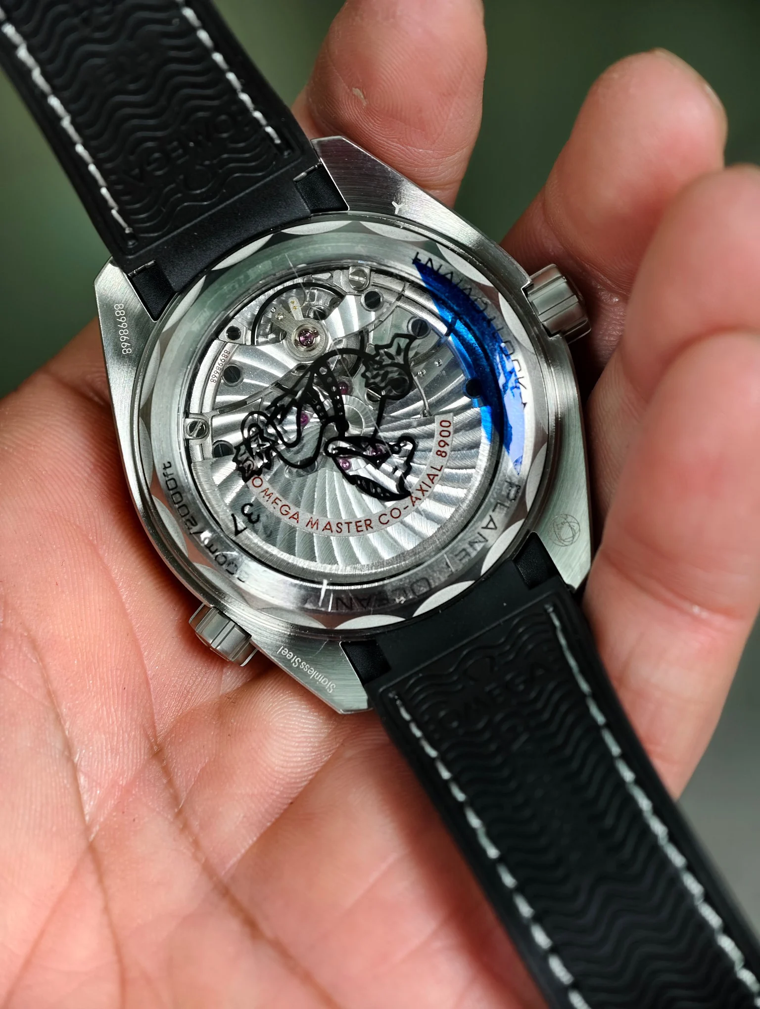 Omega Seamaster Planet Ocean — photographed off the sweep
