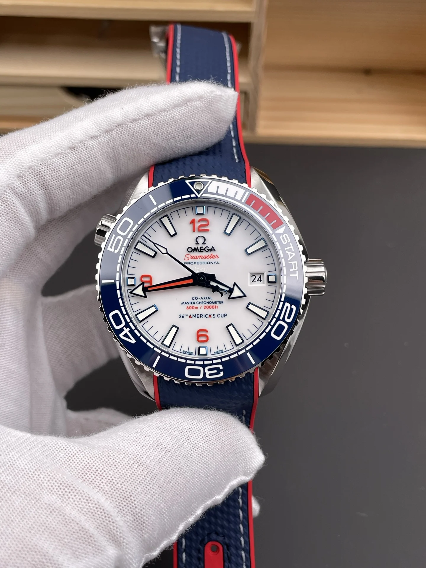 Omega Seamaster Planet Ocean 43.5mm — photographed off the sweep