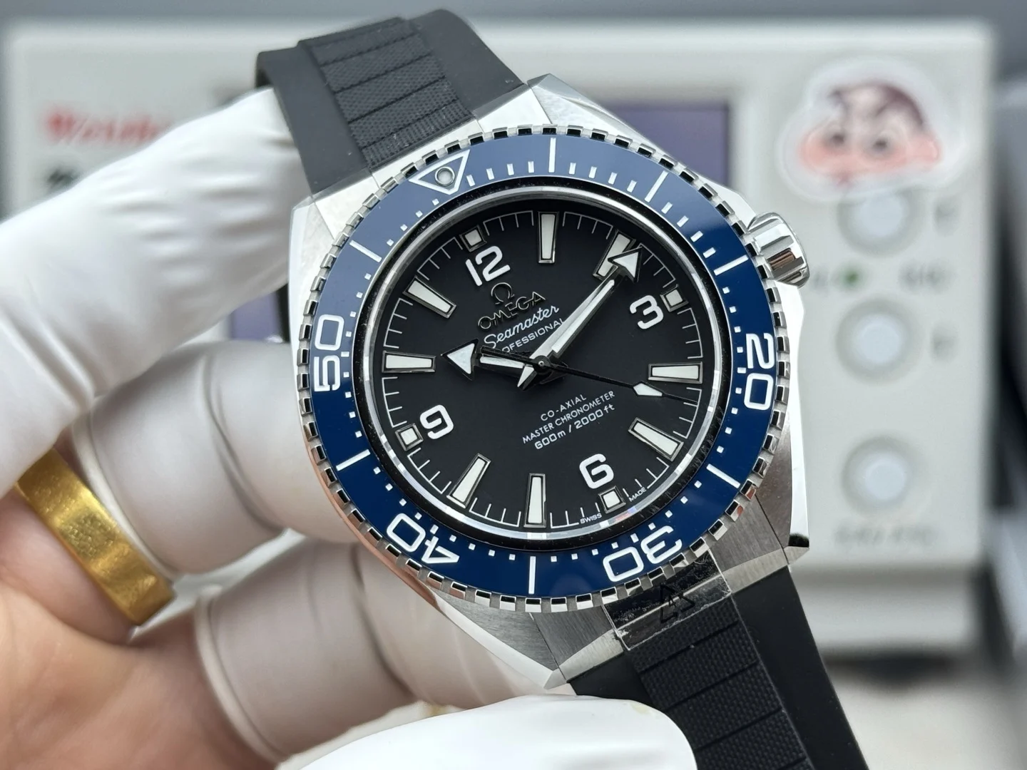 Omega Seamaster Planet Ocean Blue Dial 42mm — photographed off the sweep