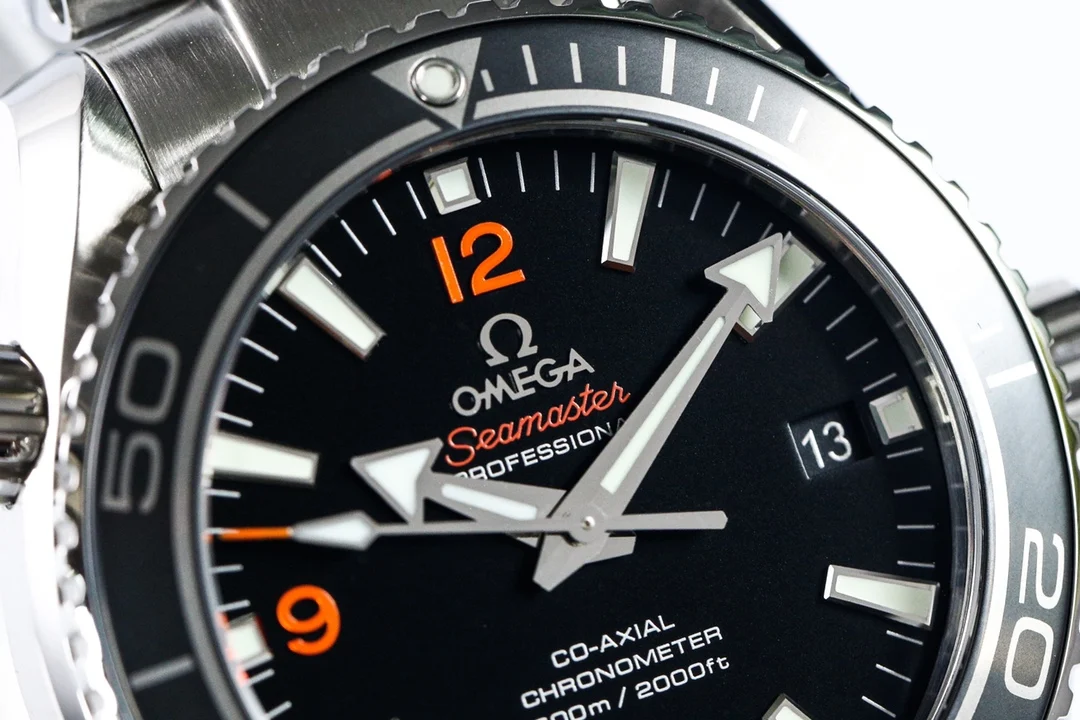 Omega Seamaster Planet Ocean Steel — photographed off the sweep