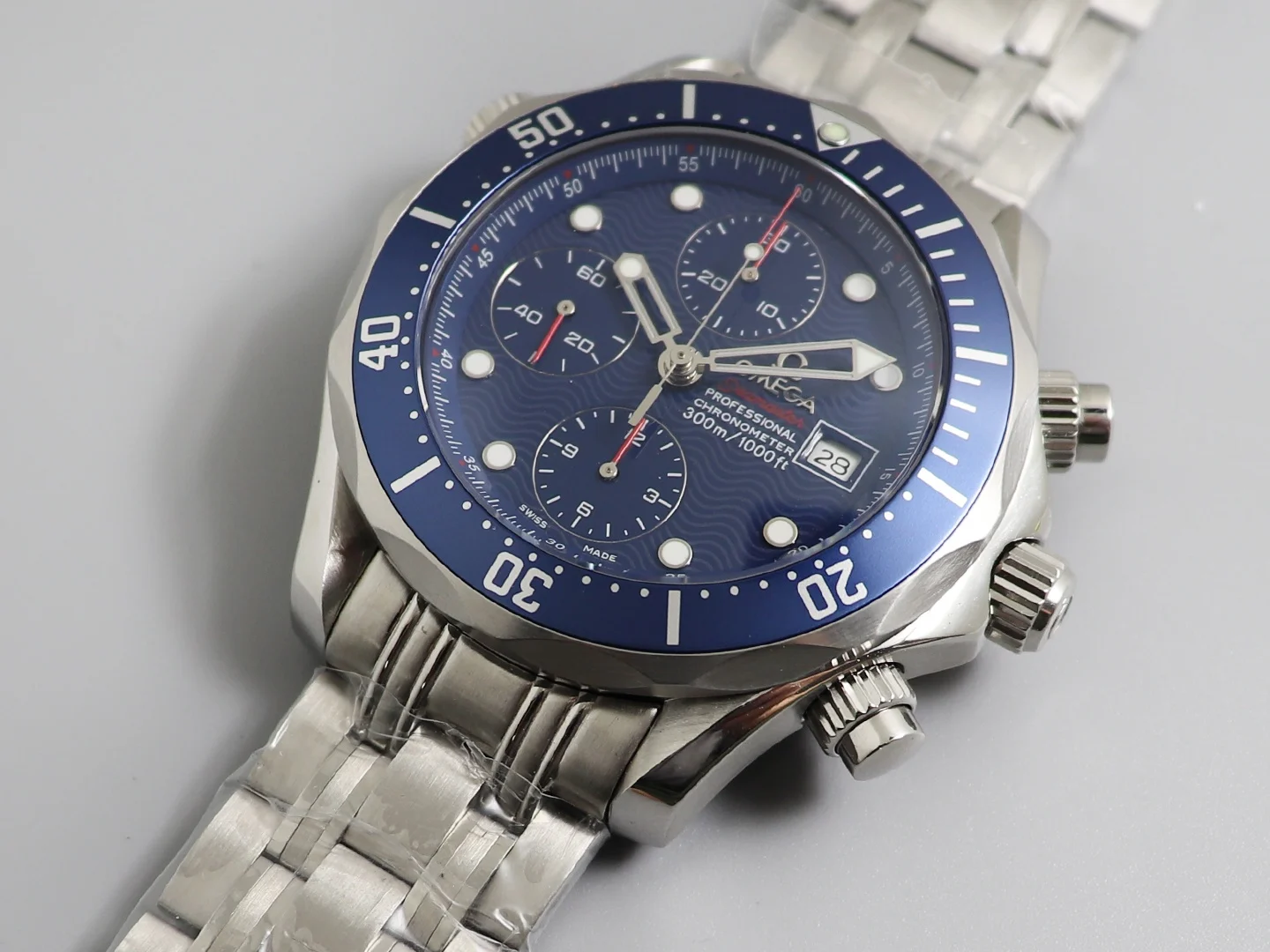 Omega Seamaster Steel — photographed off the sweep