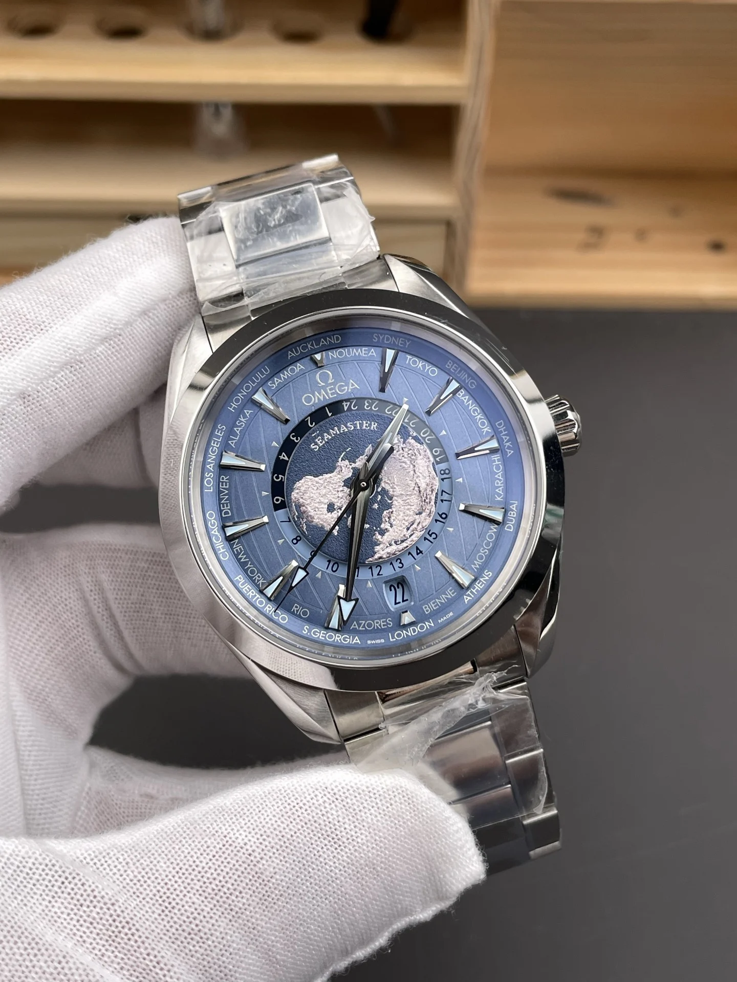 Omega Seamaster World Time — photographed off the sweep