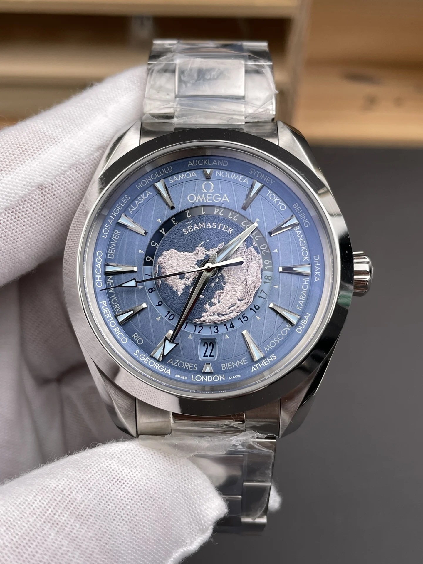 Omega Seamaster World Time — photographed off the sweep