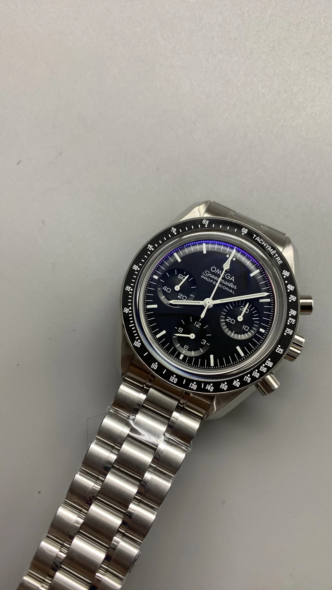 Omega Speedmaster — photographed off the sweep