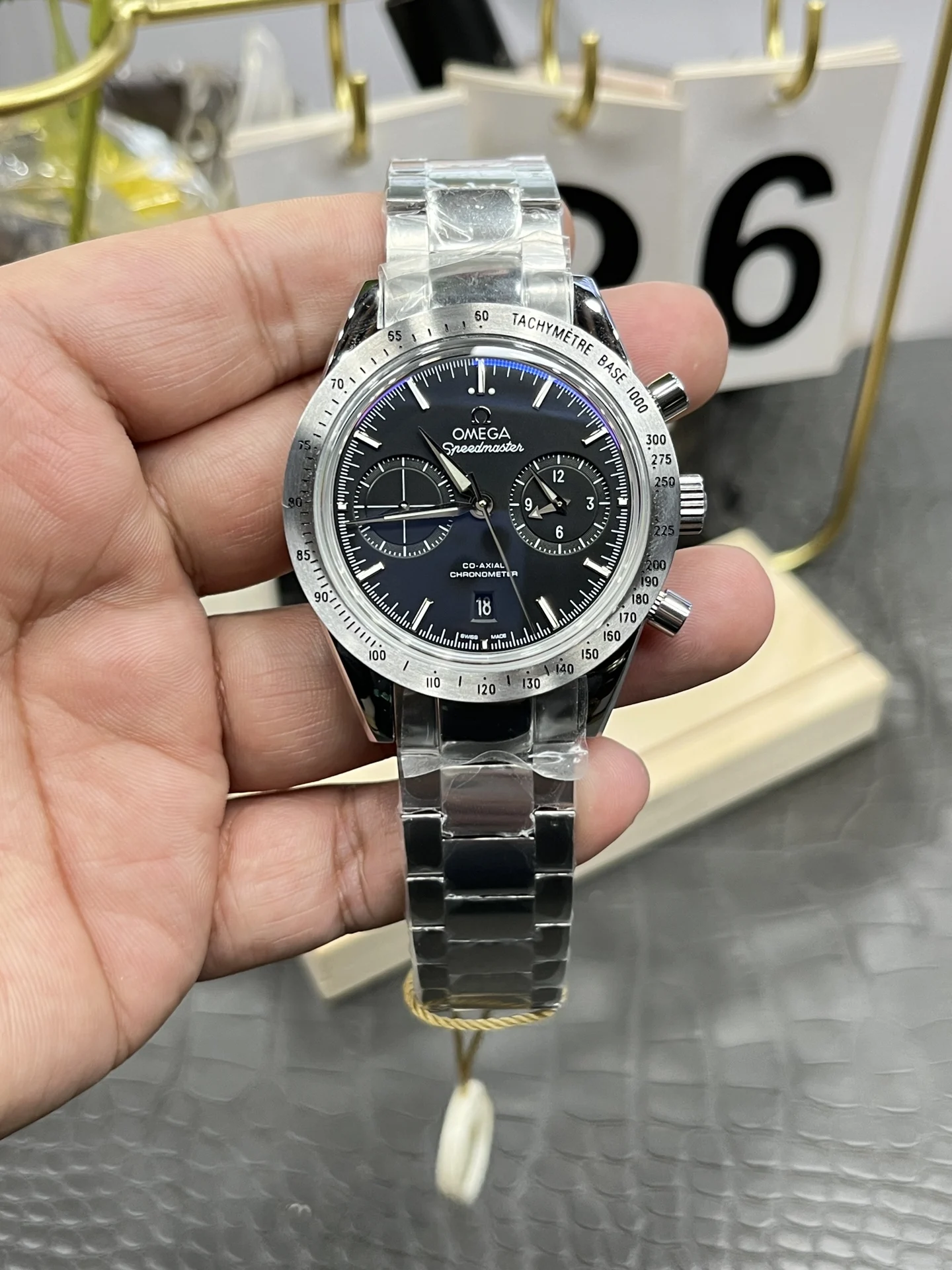 Omega Speedmaster 42mm — photographed off the sweep