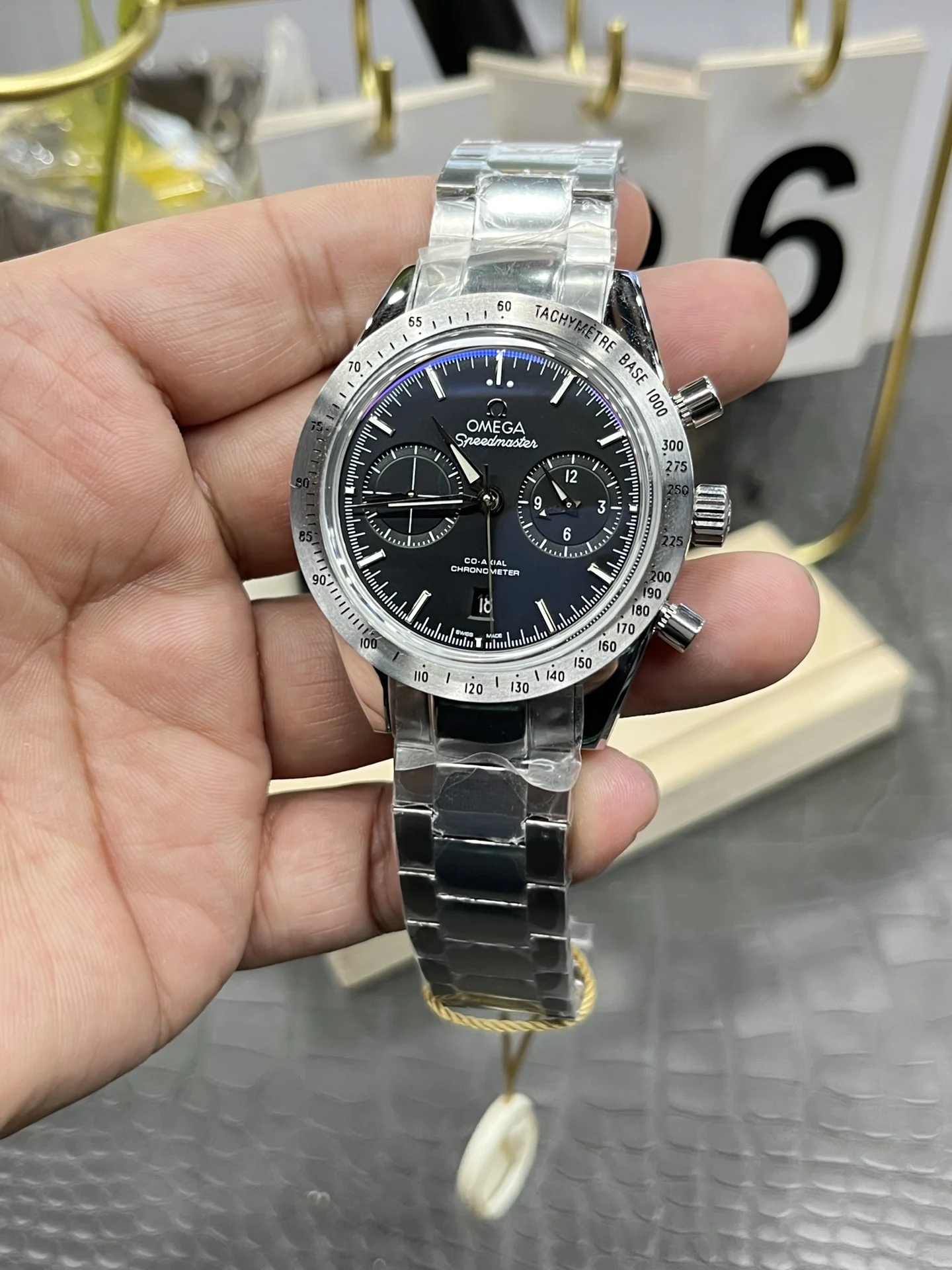 Omega Speedmaster 42mm — photographed off the sweep