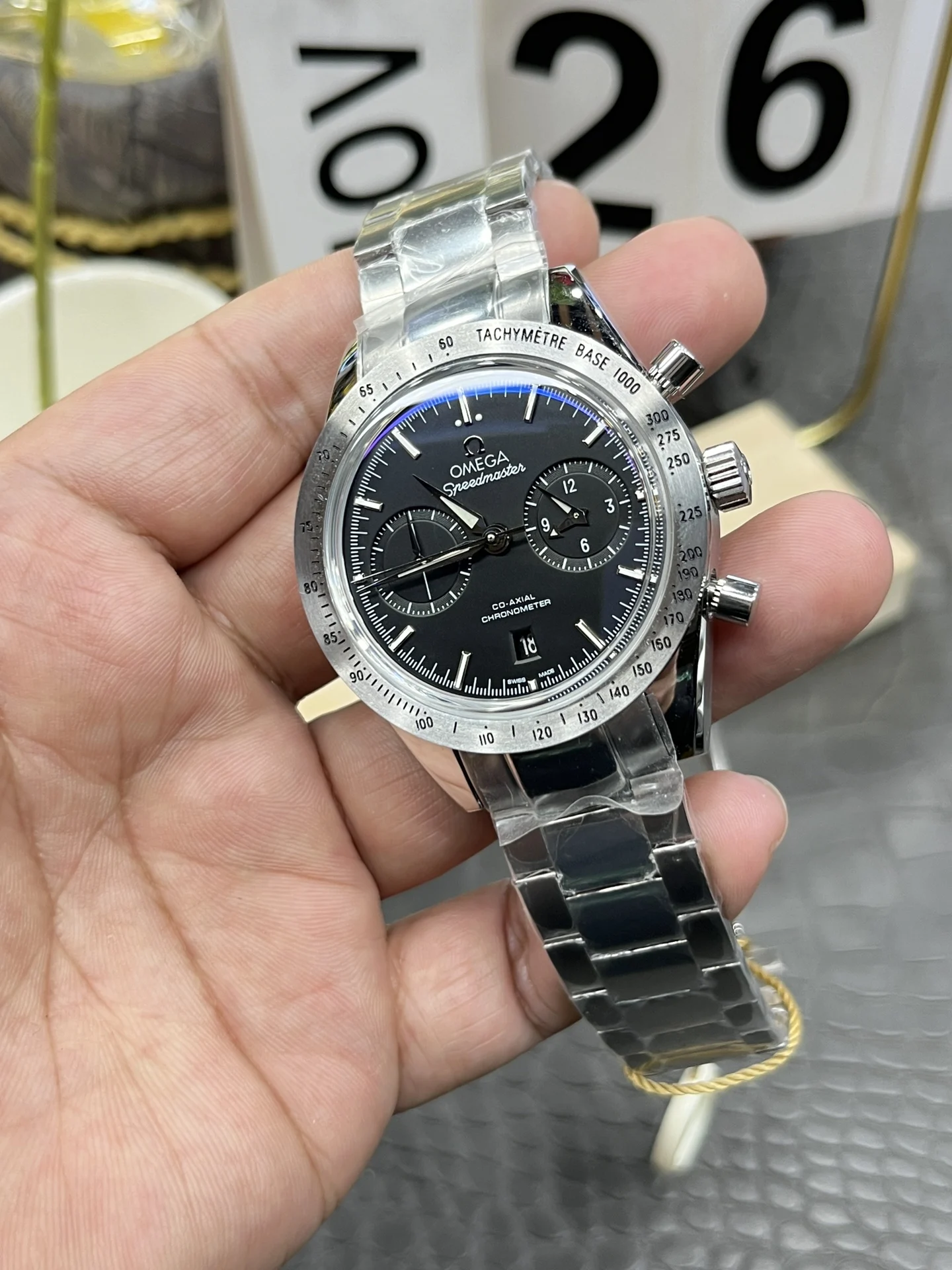 Omega Speedmaster 42mm — photographed off the sweep