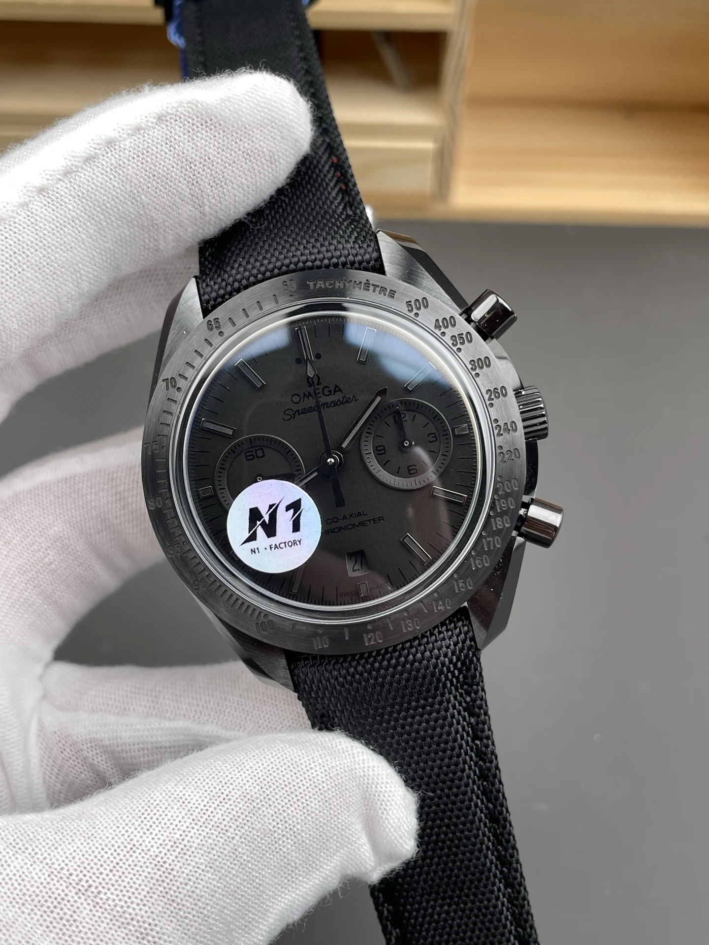 Omega Speedmaster 44mm — photographed off the sweep