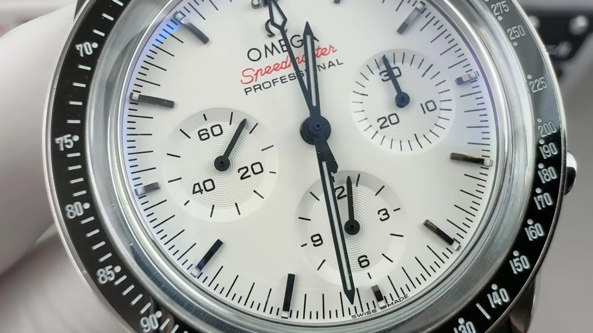 Omega Speedmaster — photographed off the sweep