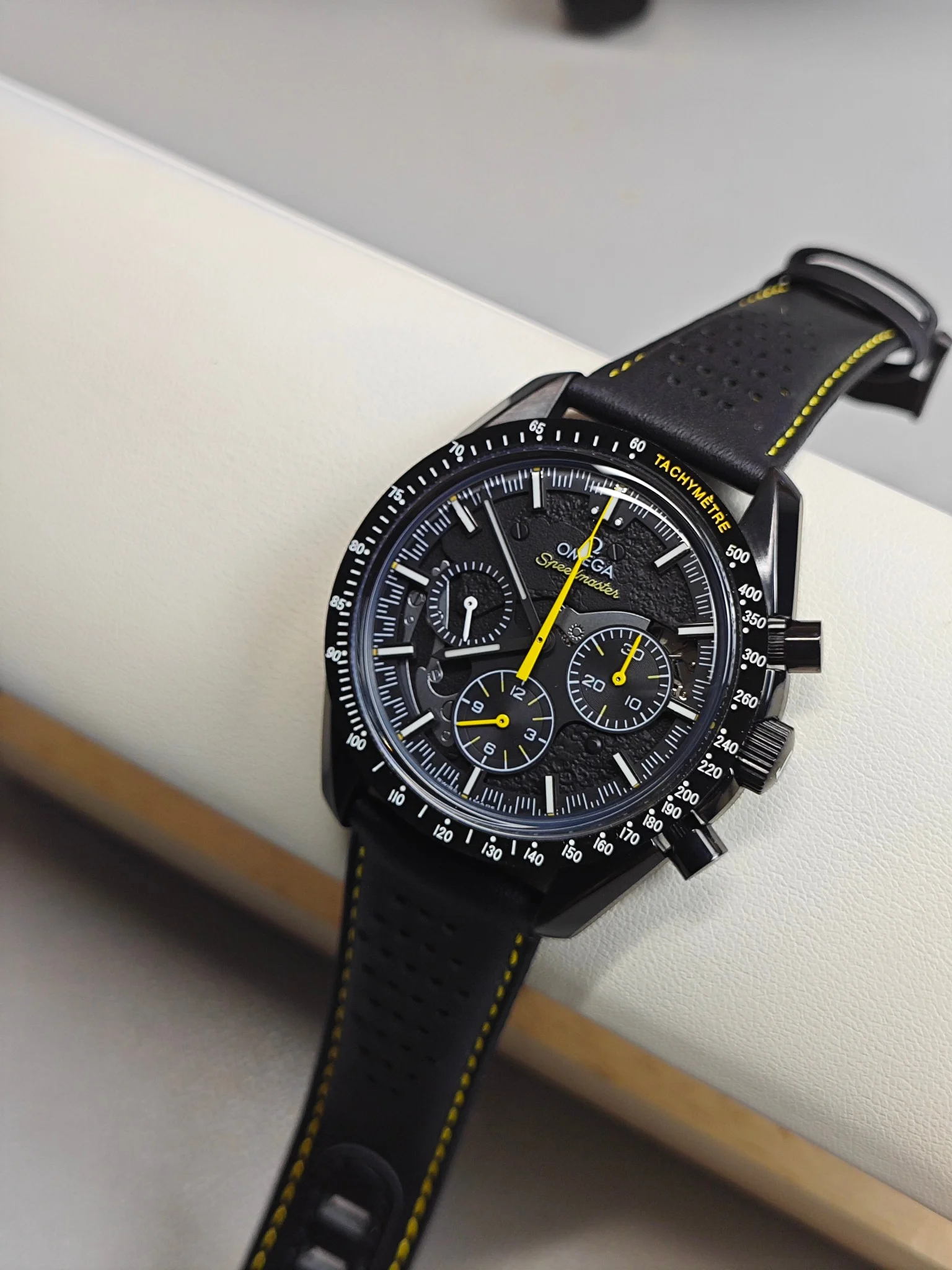 Omega Speedmaster — photographed off the sweep