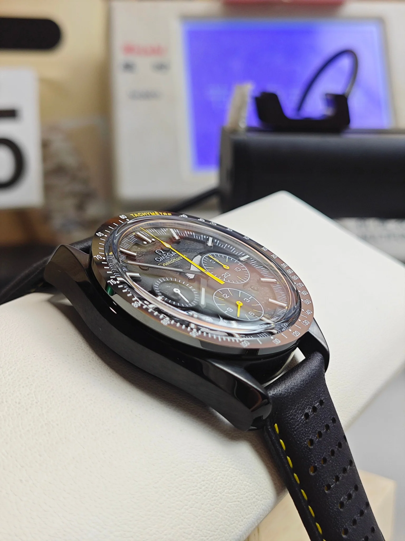 Omega Speedmaster — photographed off the sweep