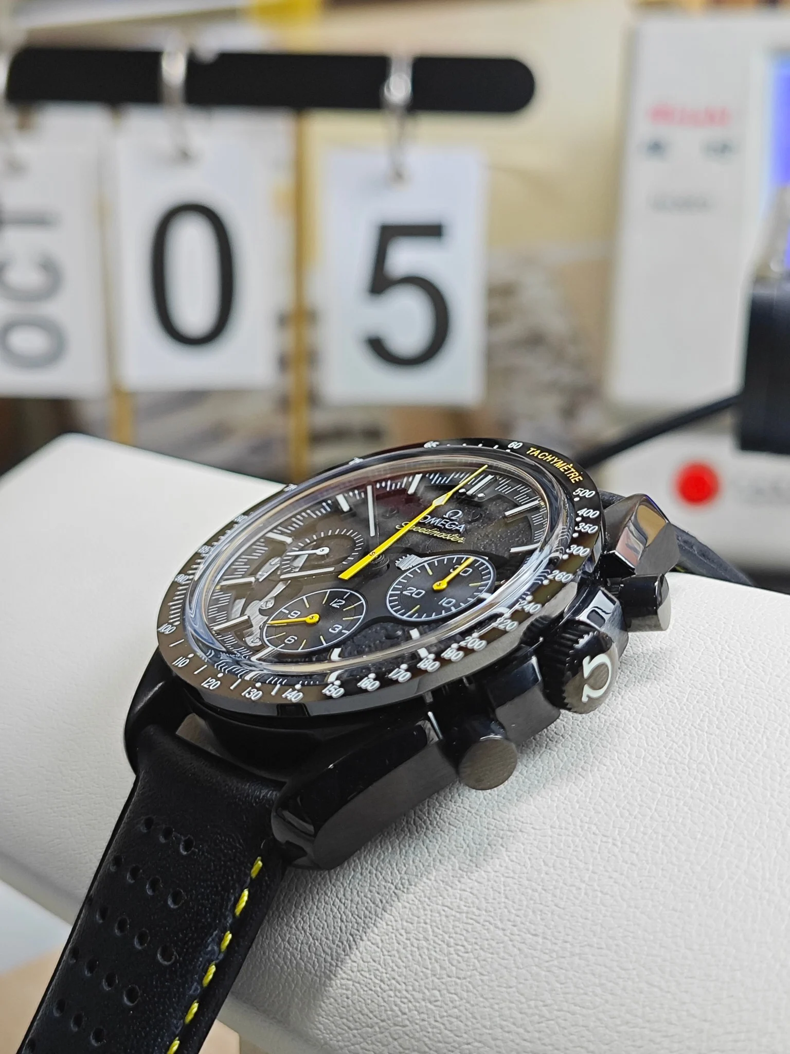 Omega Speedmaster — photographed off the sweep
