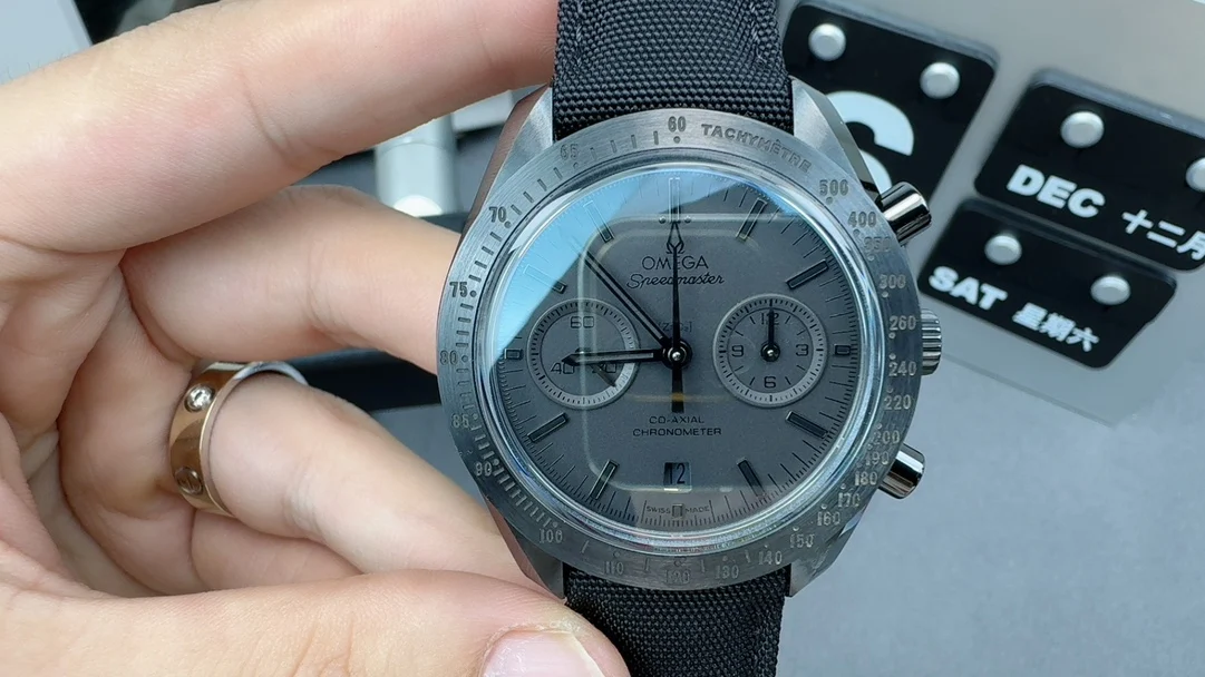 Omega Speedmaster — photographed off the sweep
