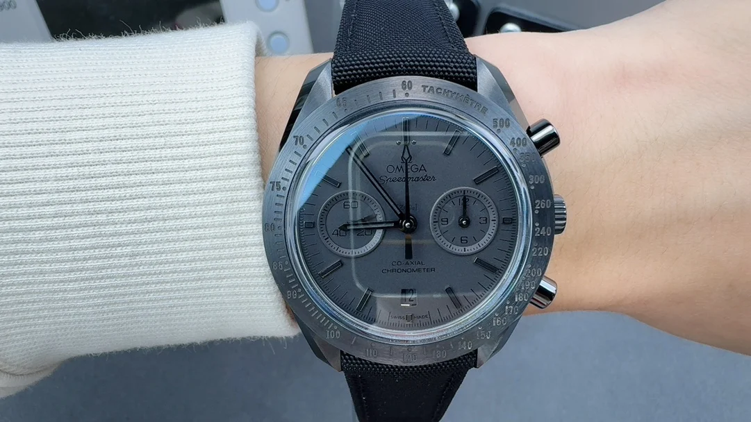 Omega Speedmaster — photographed off the sweep
