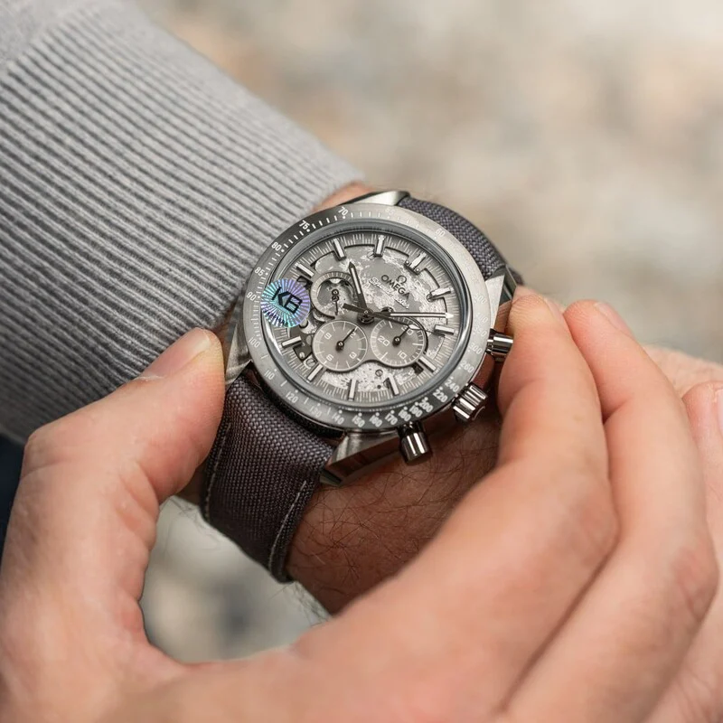 Omega Speedmaster Ceramic Grey Dial — photographed off the sweep