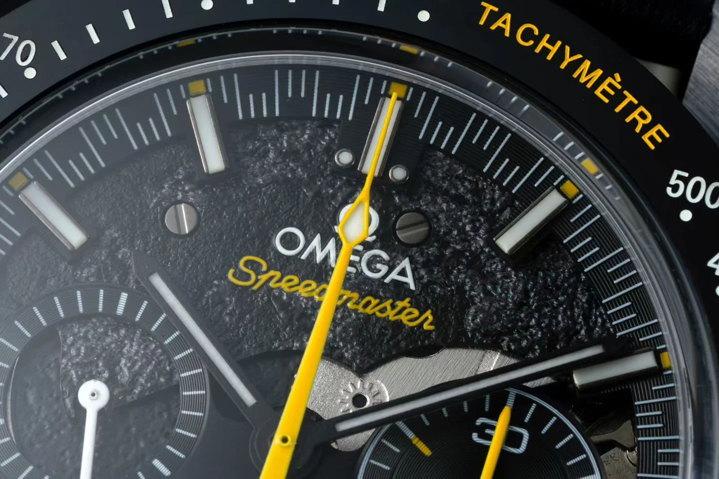 Omega Speedmaster Moonwatch Titanium — photographed off the sweep