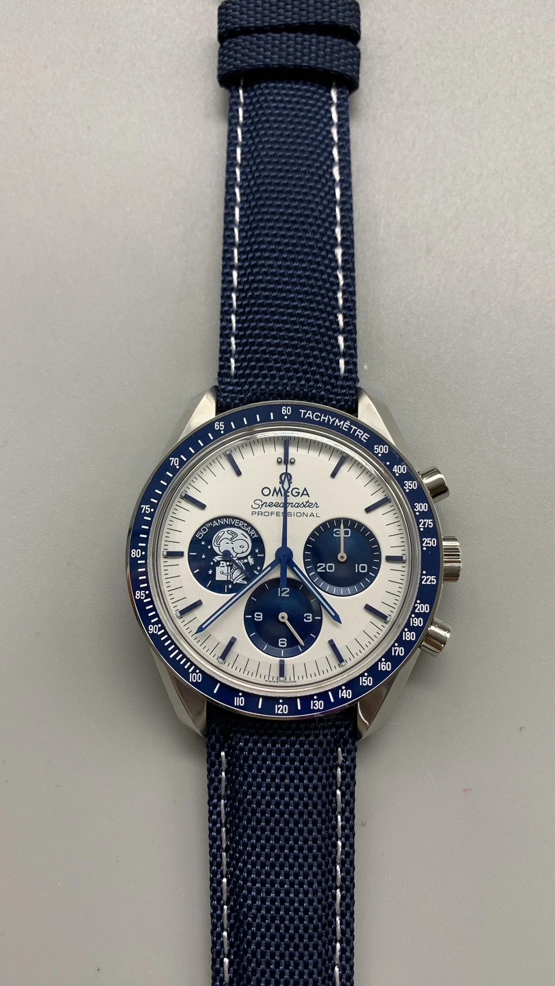 Omega Speedmaster Snoopy β photographed off the sweep