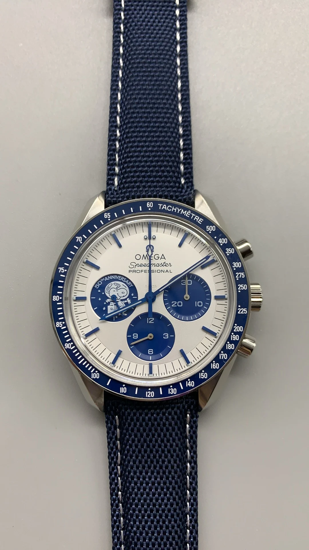 Omega Speedmaster Snoopy β photographed off the sweep