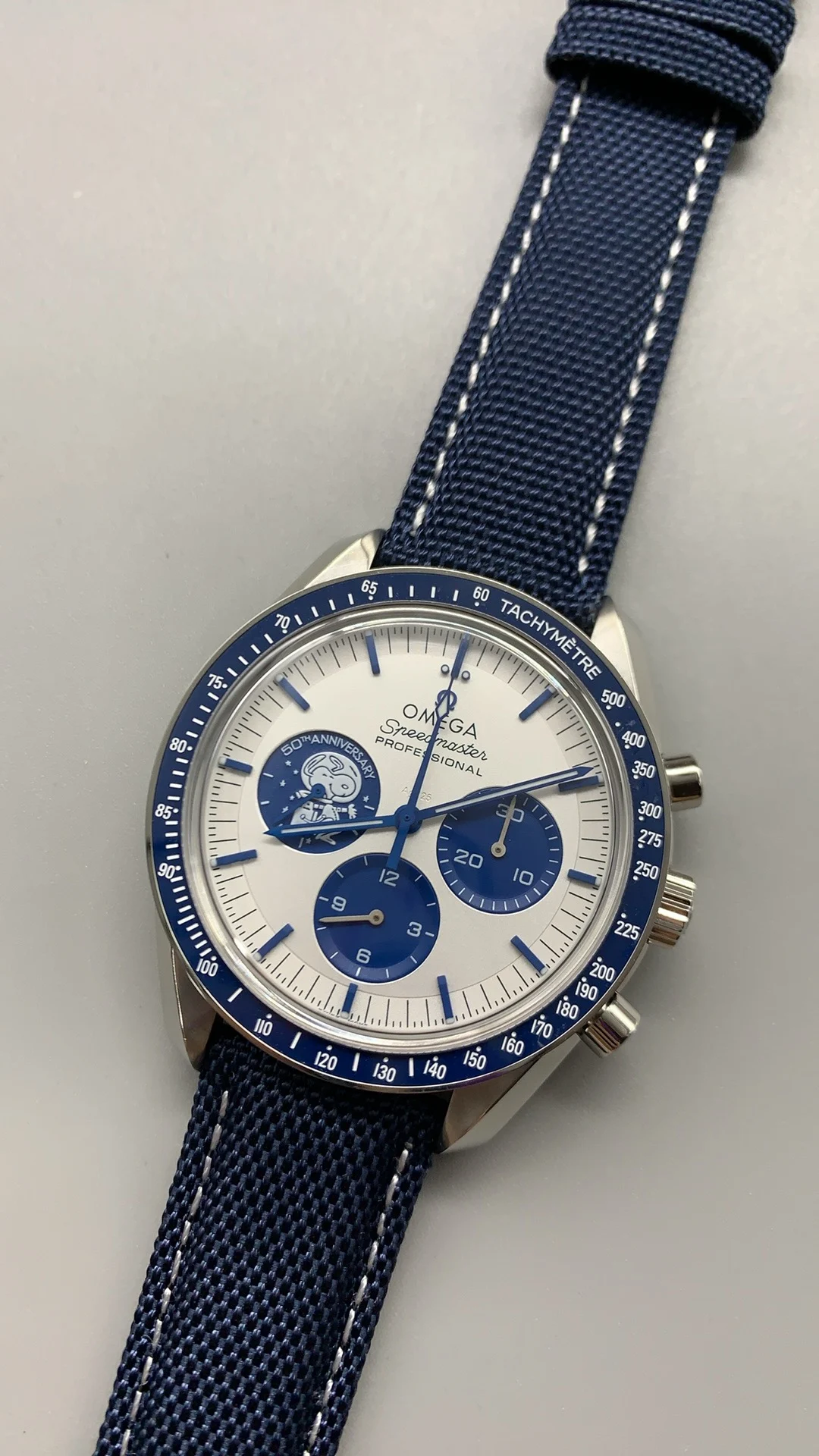 Omega Speedmaster Snoopy β photographed off the sweep